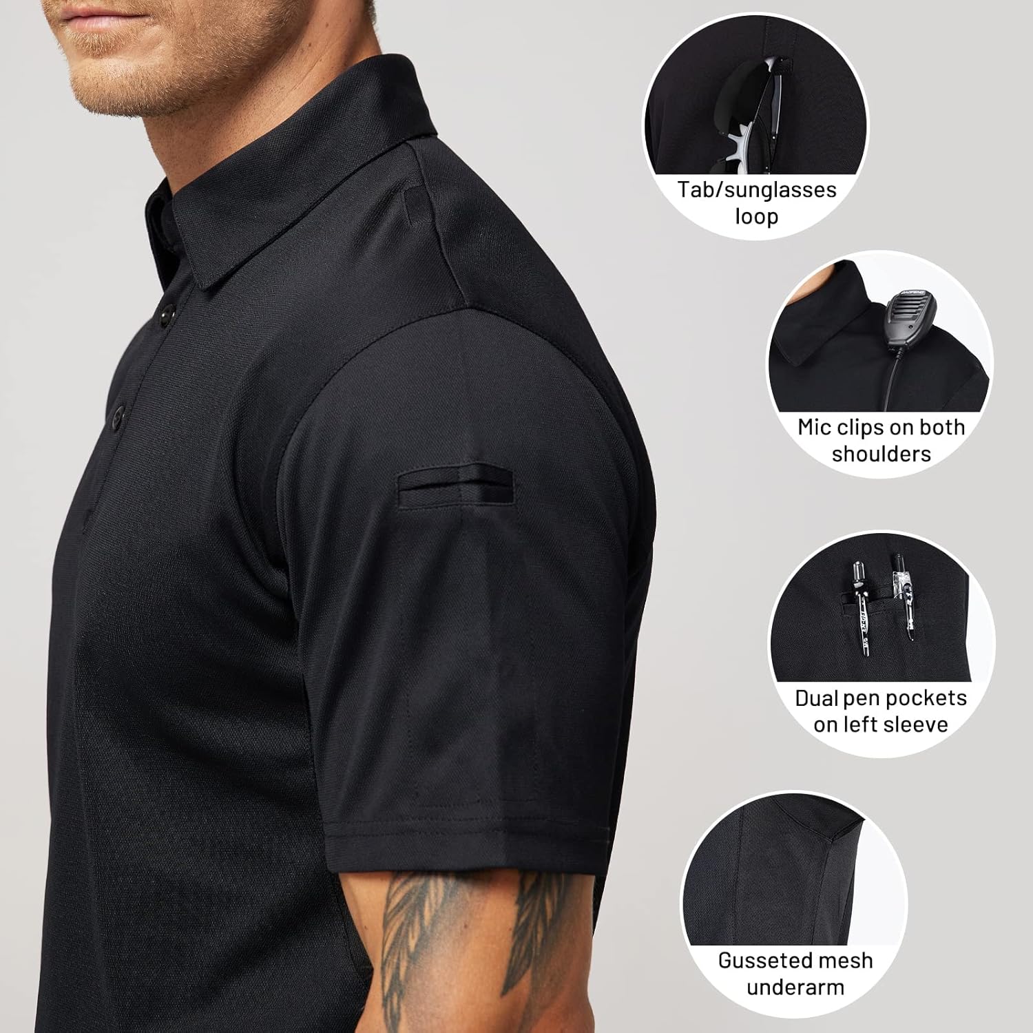 MIER Men's Outdoor Performance Tactical Polo Shirts Short and Long Sleeve, Moisture-Wicking - Image 5