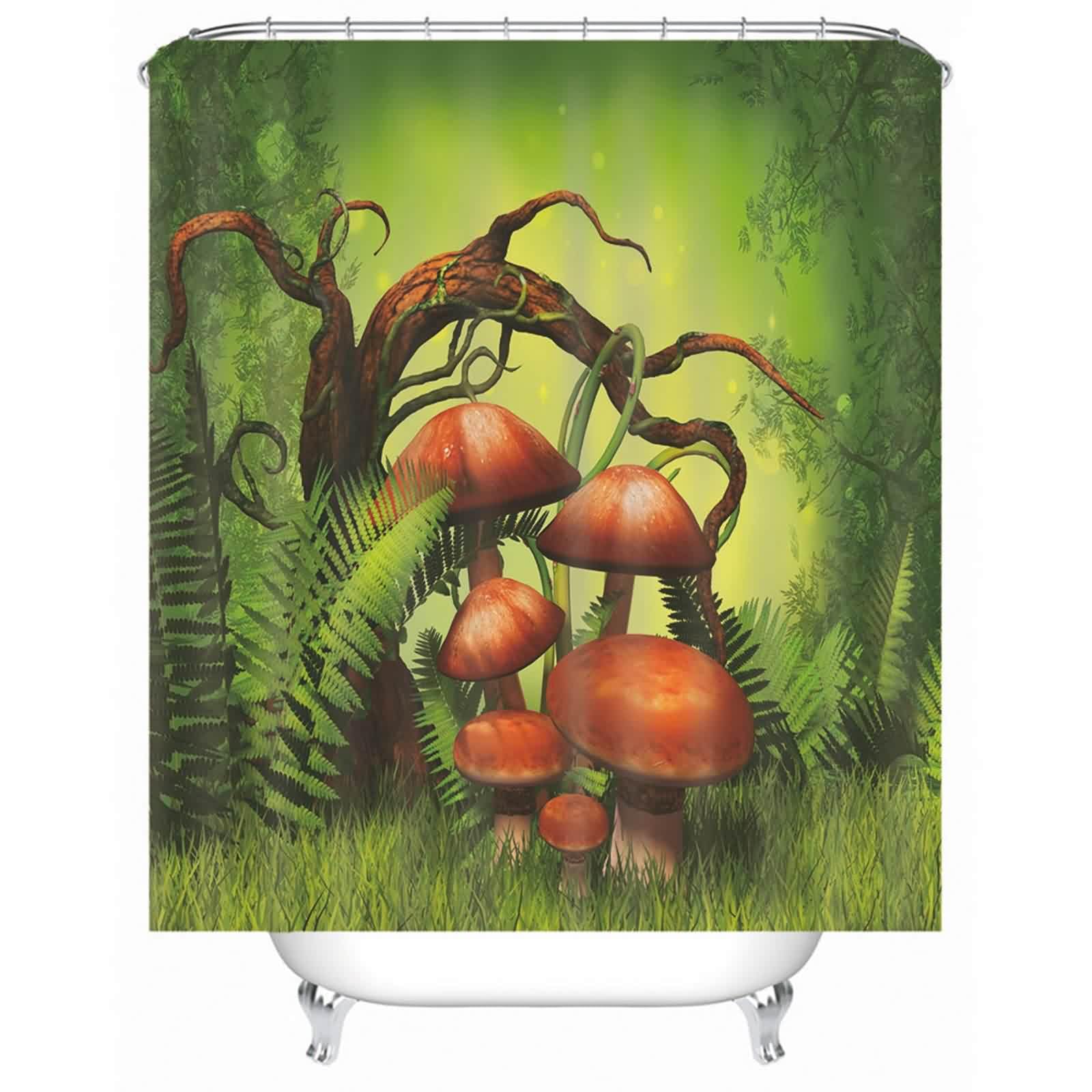 Rideau de douche pour baignoire en tissu vert anti-moisissure 200x180