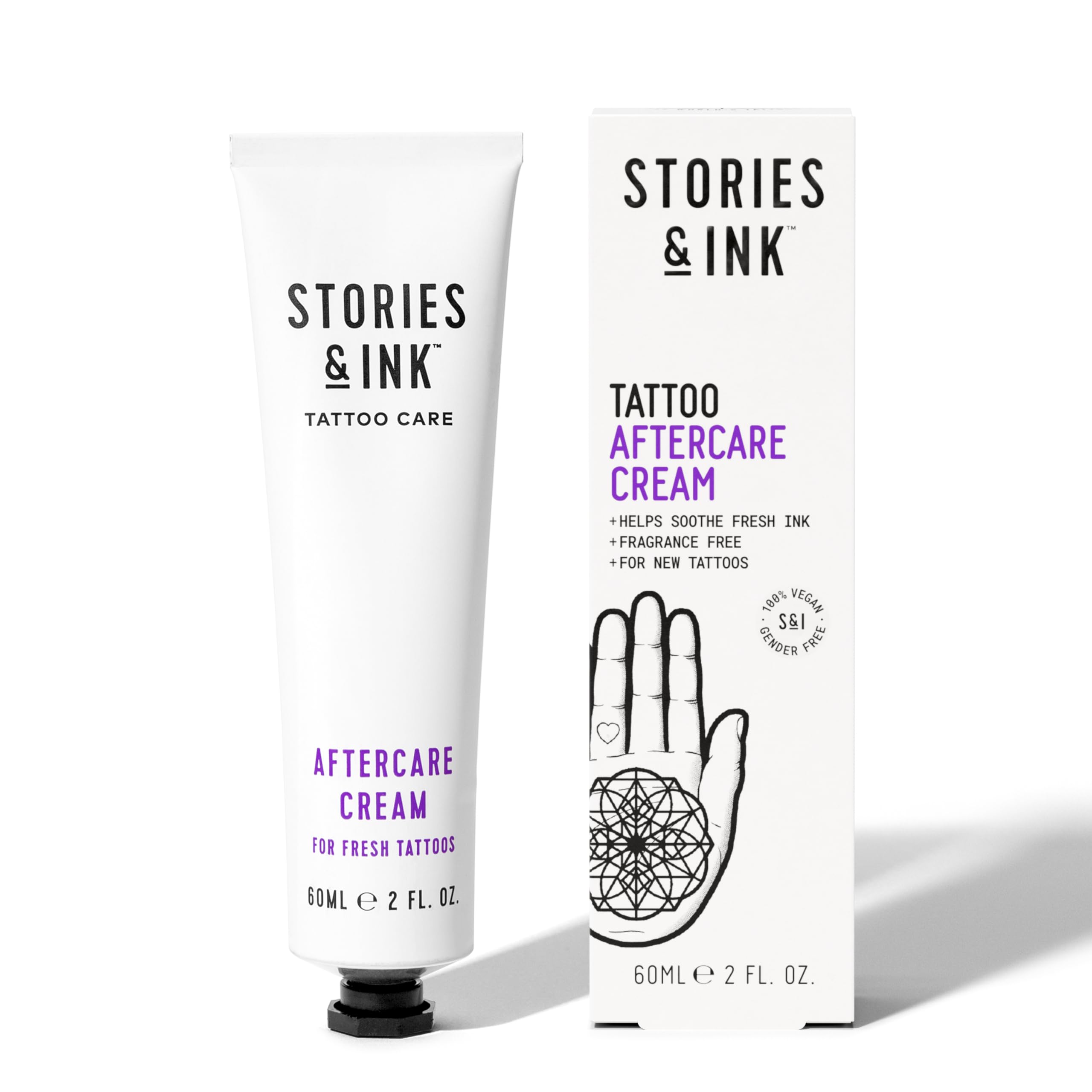 Stories & InkTattoo Care | AFTERCARE CREAM for fresh tattoos - Soothes Freshly Tattooed Skin, Visibly Calms Itchy or Irritated Skin, Fragrance-Free, Vegan & Cruelty-Free, 60 mL / 2 Fl Oz
