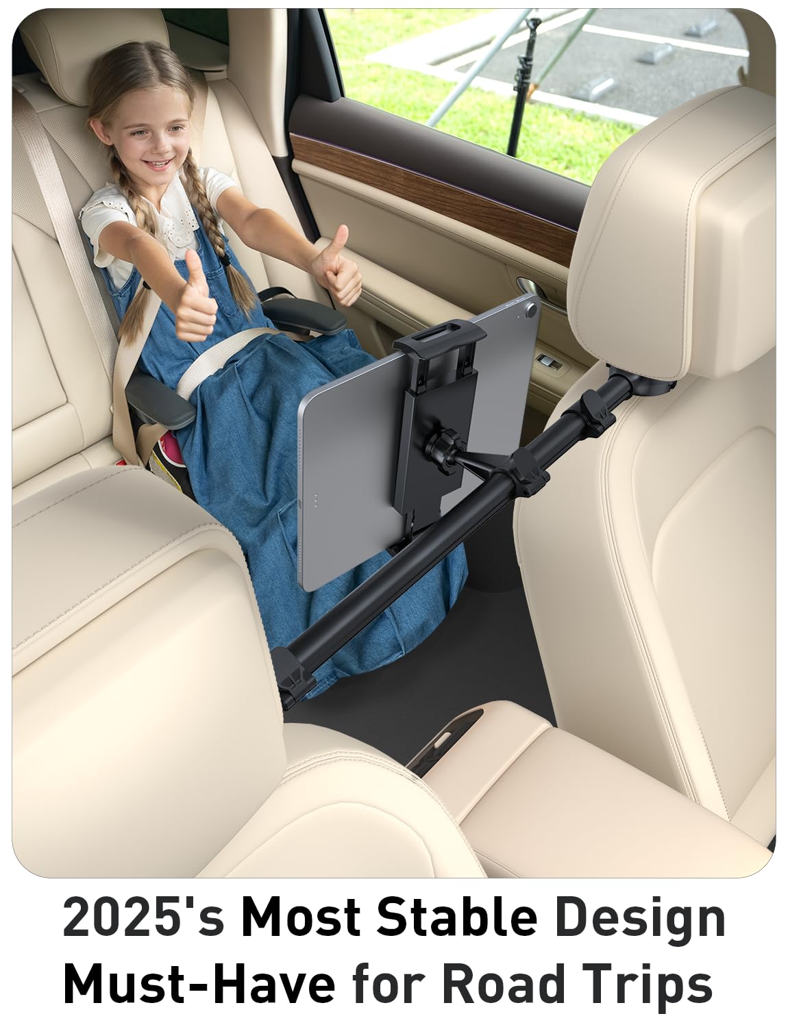 TRYONE Support Tablette Voiture Appuie-Tête, 2 Crochets, 4,7–16,1" | Compatible iPad, Samsung Tab, Switch et smartphones 4,7–16,1"