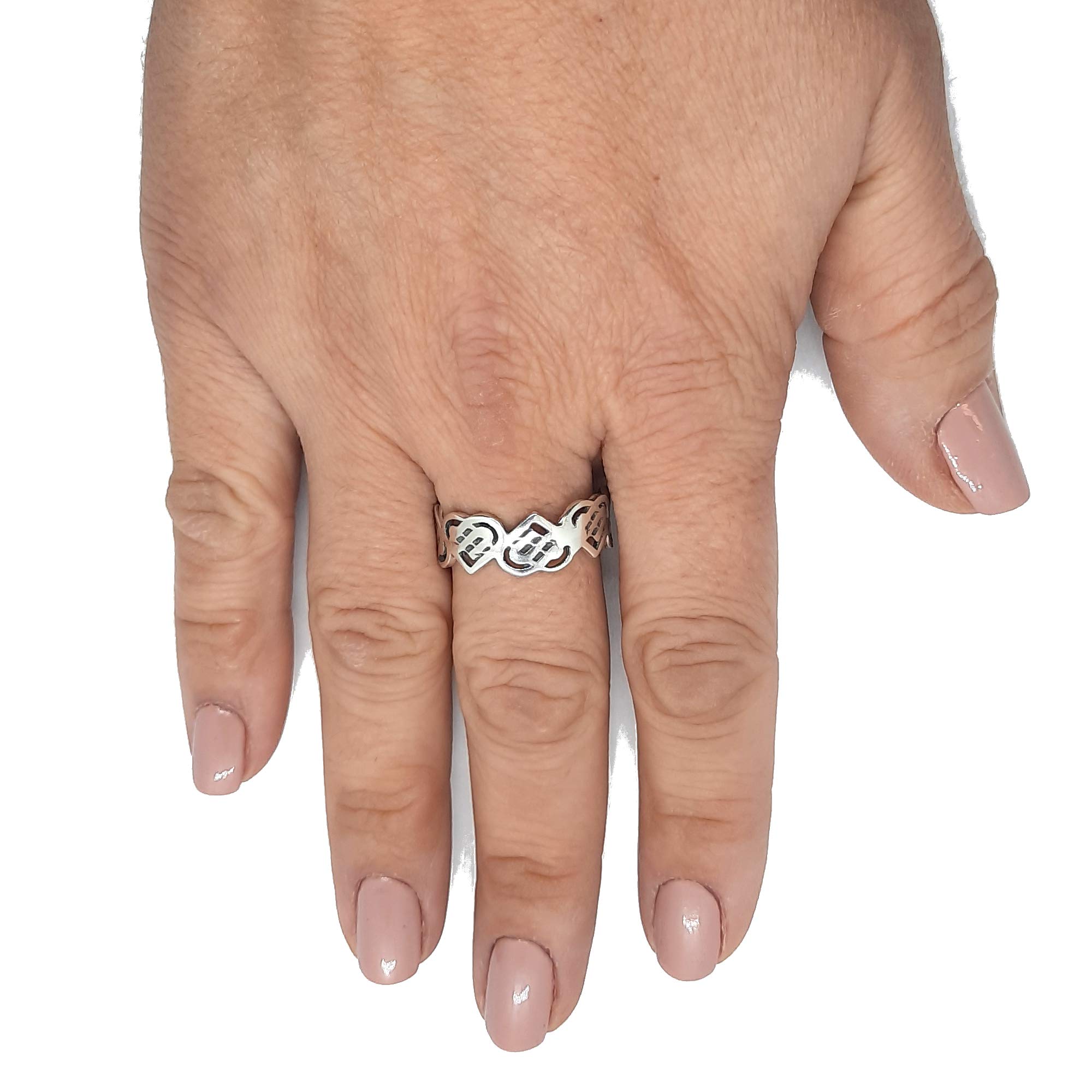 Anillo de Plata Esterlina Genuino Sólido Estampado 925 corazones celtas