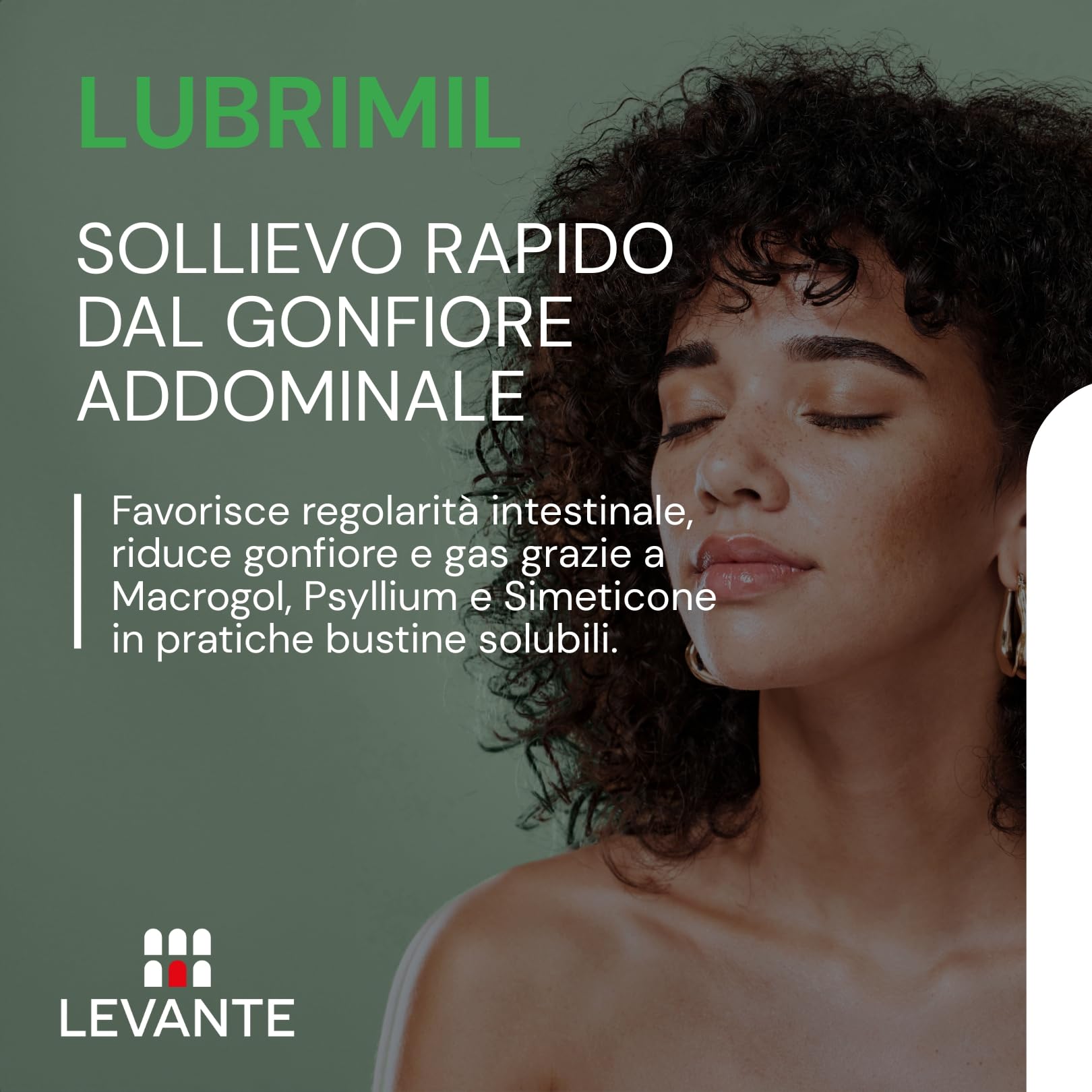 LUBRIMIL per Intestino Pigro e Stitichezza, Gonfiore Addominale, Costipazione Cronica e Acuta, Intestino Irritabile, 20 Bustine da Sciogliere in Acqua con Macrogol 3350, Psyllium e Simeticone