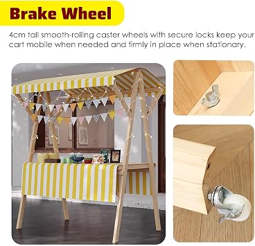 Portable Food Vending Cart, Hot Dog Stand Concession Trailer for Street Vendors, Mobile Kiosk for Candy and Snacks