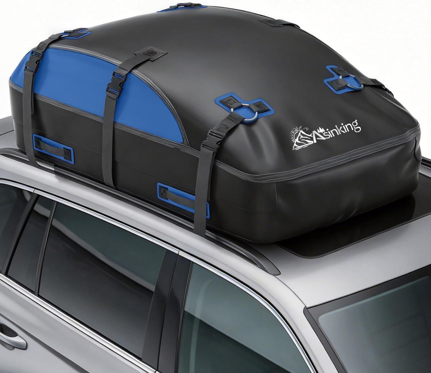 Asinking Car Rooftop Cargo Carrier Bag 20 Cubic Feet, 100% Waterproof Roof Bag Top Luggage Carrier for Any Vehicles with/without Rack Cross Bar, Includes Anti-Slip Mat +4 Door Hooks +Storage Bag +Lock