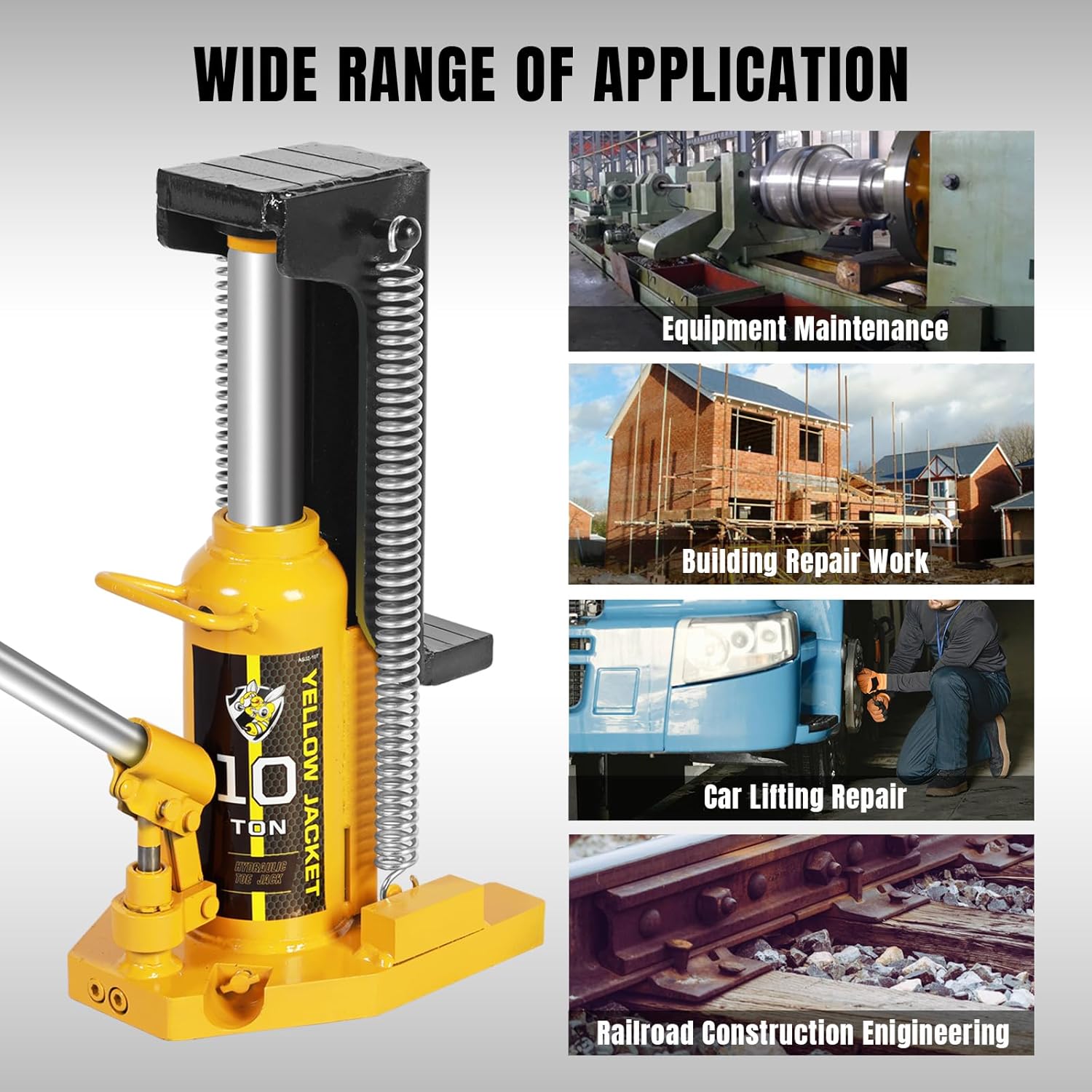 YELLOW JACKET Toe Jack 5 Ton Toe/ 10 Ton Top Capacity Hydraulic Machine Jack Lift,Air Hydraulic Claw Jack for Car Repair,Machinery,Industry Equipment