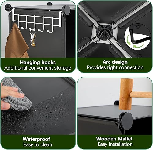 Miniatura 3 de Whitmor Organizadores de armario y almacenamiento de 16 cubos, estantes apilables de plástico con ganchos y mazo, organizador de ropa de bricolaje,