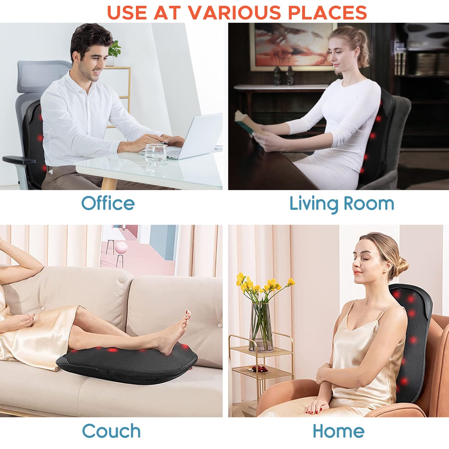 Kosmocare Corded Electric Back Massager Cushion With S-Track And Thai Step Kneading & Heating for Blood Circulation, Black - Image 8 thumbnail