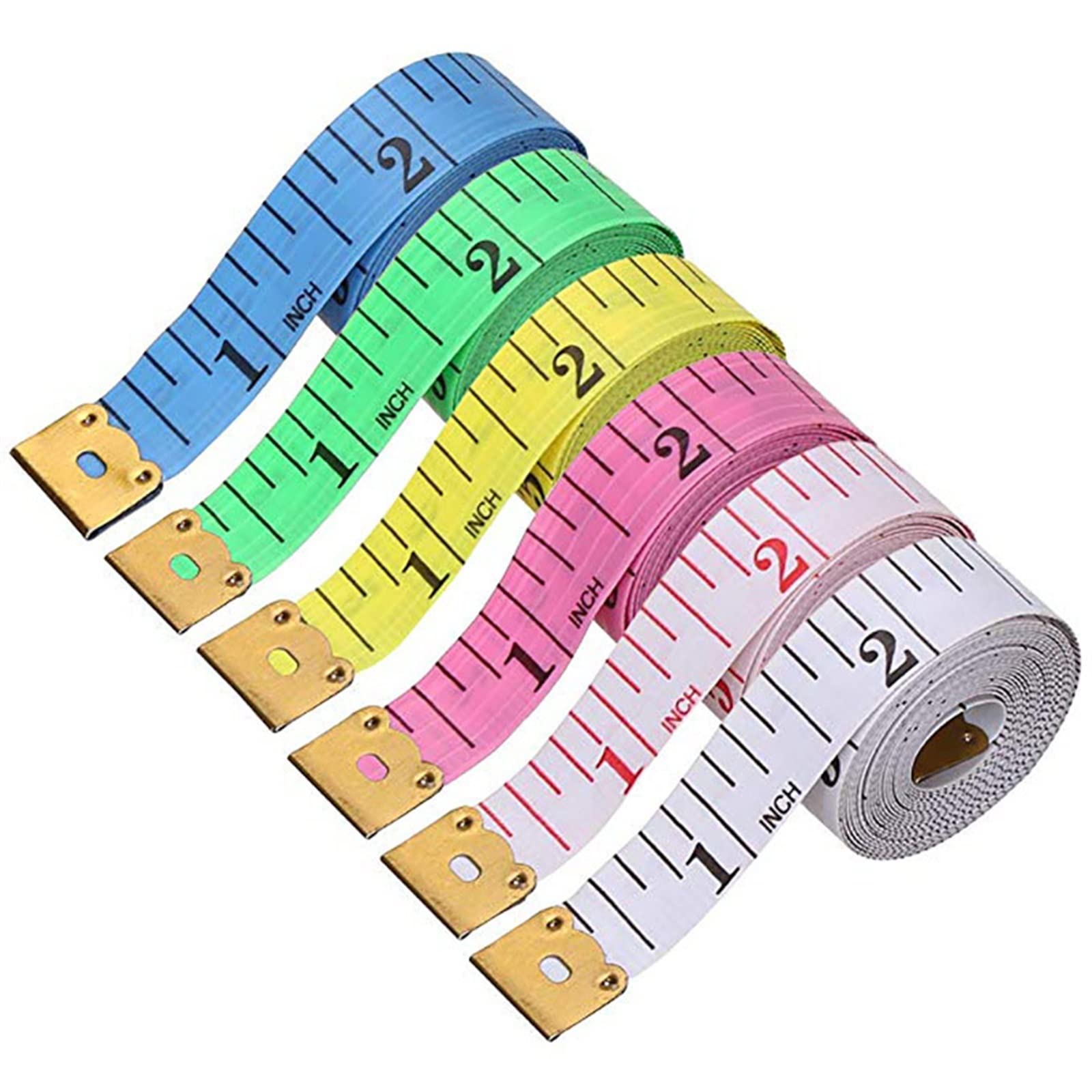 RWRAPS Maßband 1,5 m Körpermesslineal Nähen Schneider Maßband Mini weiches flaches Lineal Zentimetermeter Nähmaßband Zufällige Farbe (Farbe: Weiß) (Klar, Grün, Zufällig)