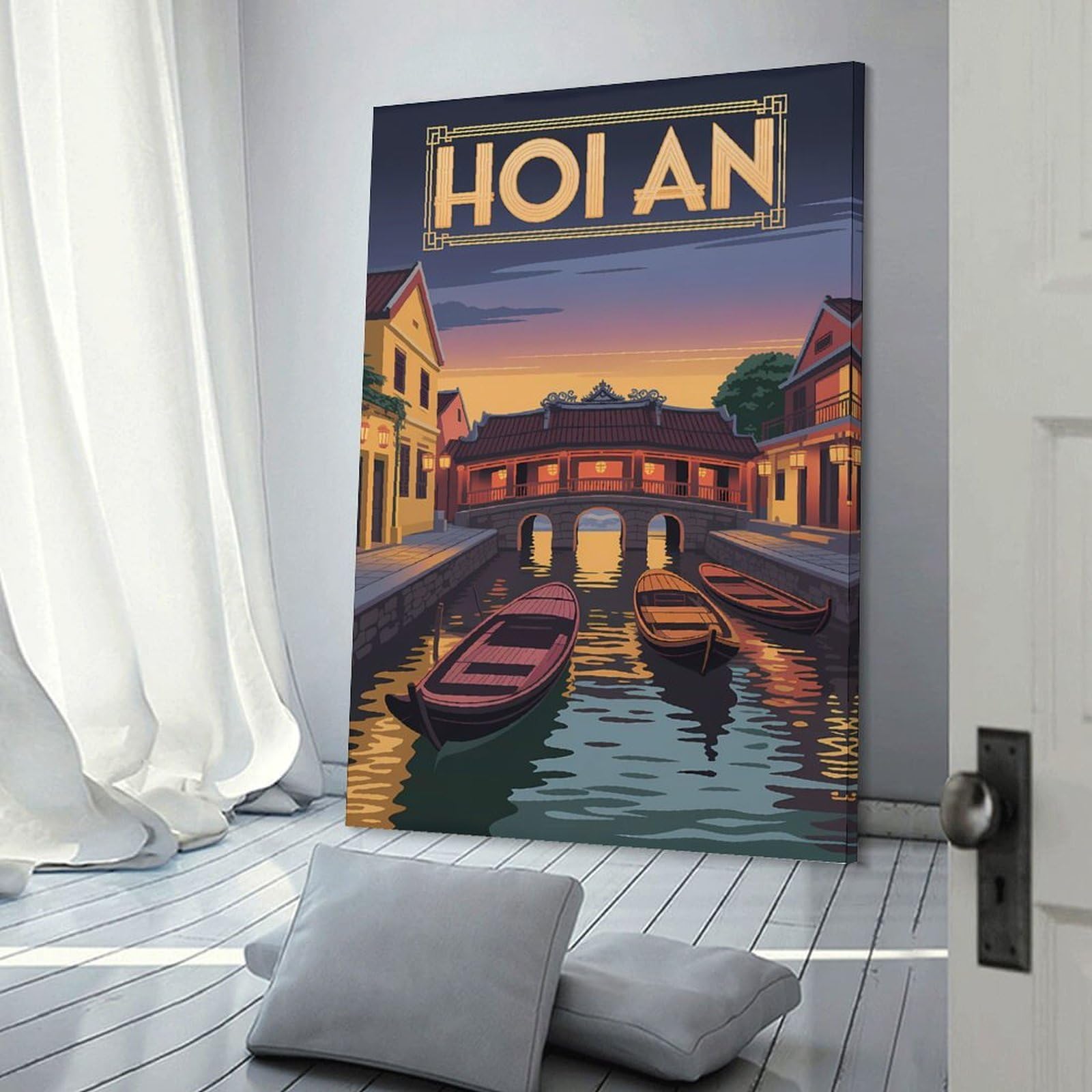Junmoney Canvas Art Print Hoi An Vietnam Travel, 24x36inch(60x90cm), for Small Homes, Bedrooms Or Open Spaces, A Simple Refresh for Blank Walls