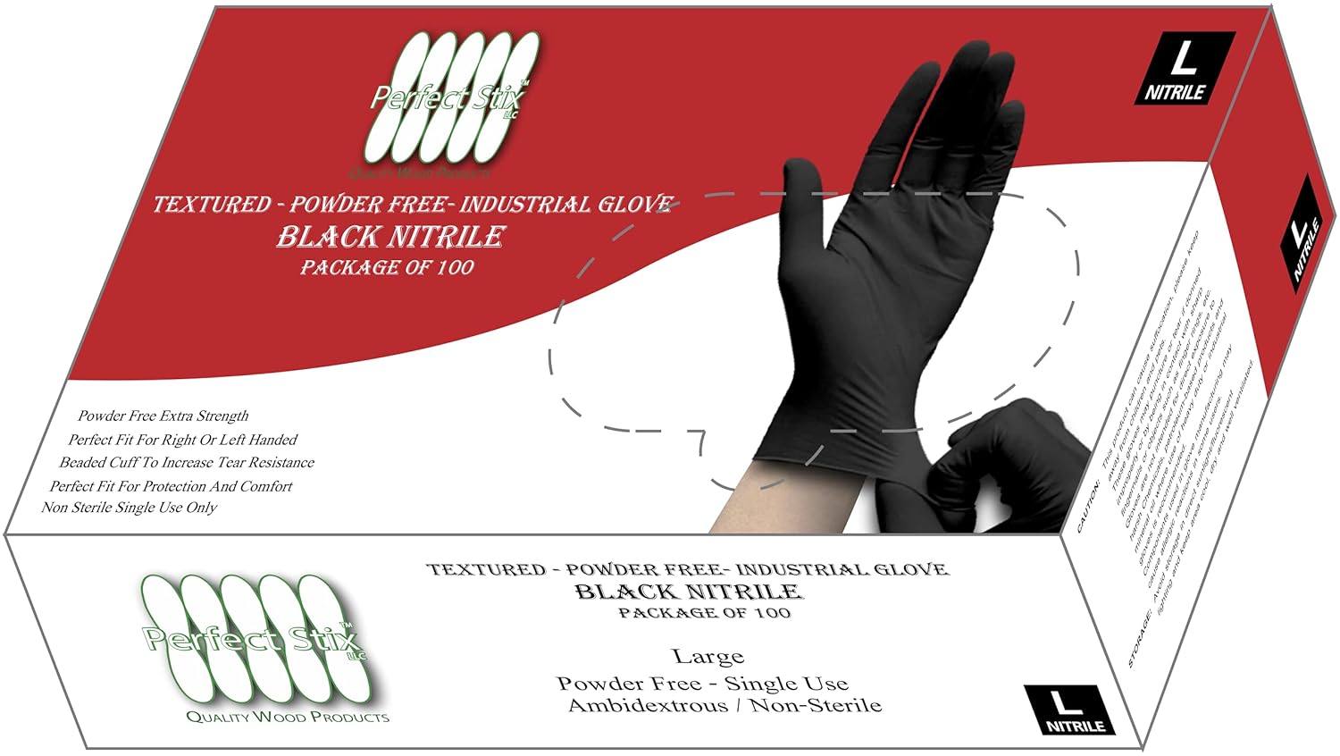 Black Nitrile Exam Gloves - Size L - Pack of 100ct