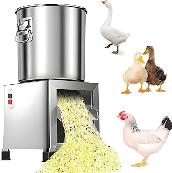 Electric Commercial Vegetable Chopper - Heavy-Duty Food Processor, 1800W Stainless Steel Grinder with 4 Blades Suitable for Poultry and Animal Feed Preparation