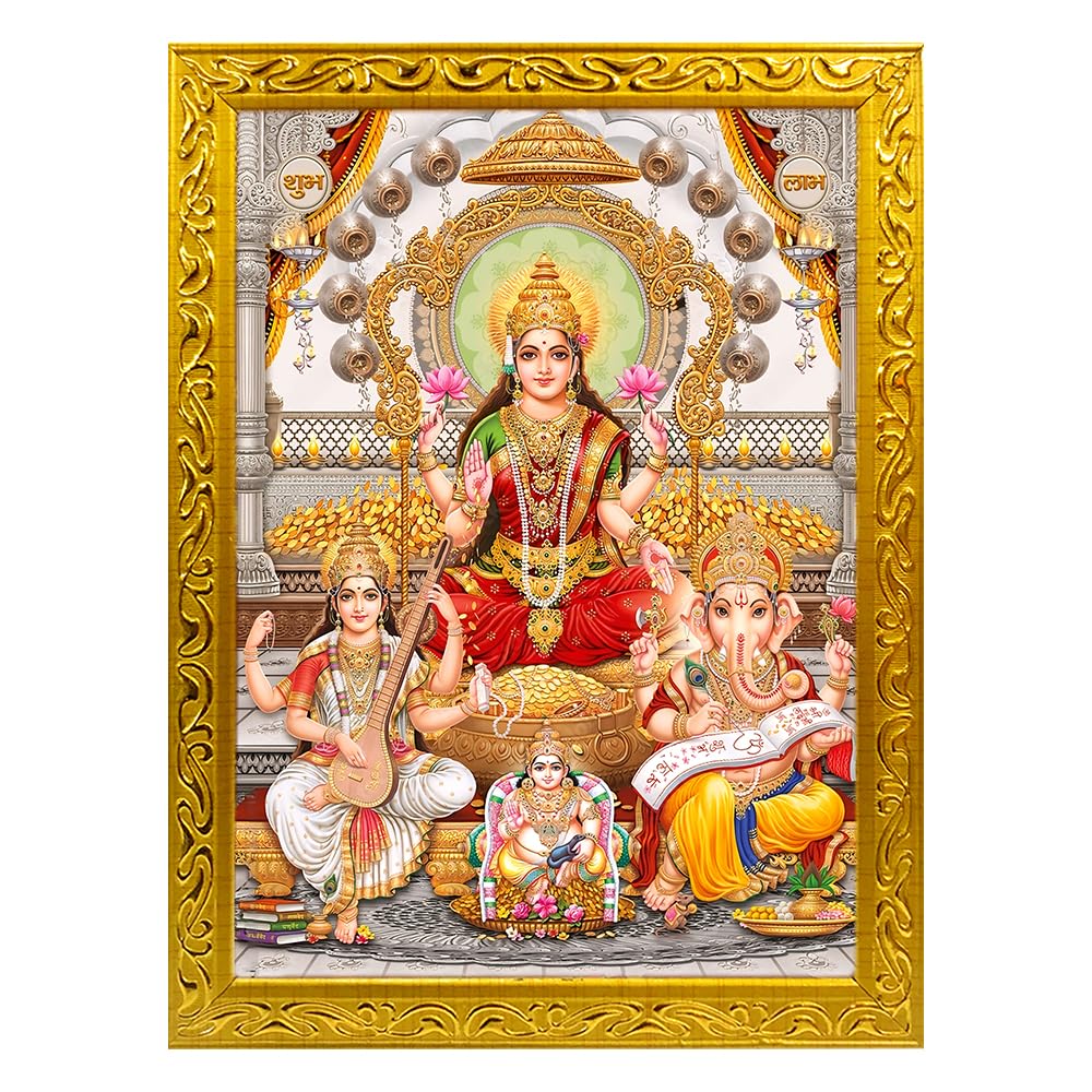 Frame,cart laxmi ganesh saraswati with kuber ji photo frame - Small and Large Acrylic Frames for Table, Temple, Wall, Mandir, Gym, and Outdoor Spaces, for Home Decor (4 x 6 inches, Laxmi Ji 1)-image-44