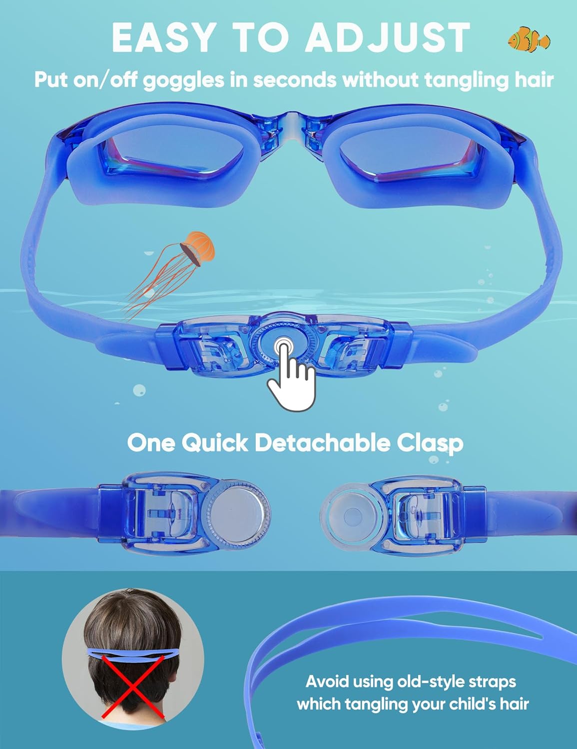 2 Pack Kids Swim Goggles, Swimming Goggles for Kids Toddler Youth 3-8/6-14, Anti-Fog Pool Goggles Child Boys Girls - Image 5