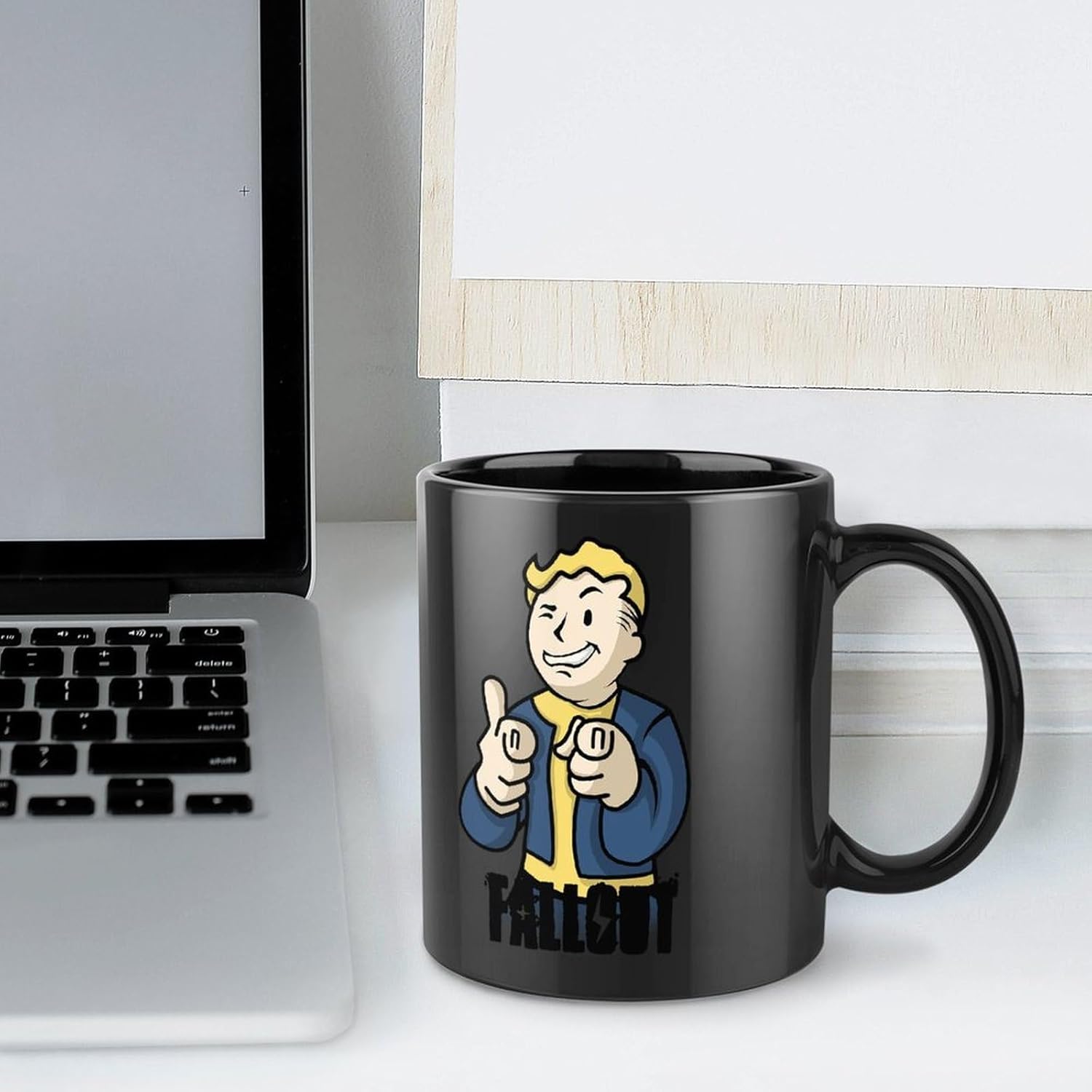 黒い マグカップ 磁器カップ フォールアウト 両面印刷 コーヒーカップ ティーカップ コップ スープカップ 水筒 お茶カップ 飲用カ