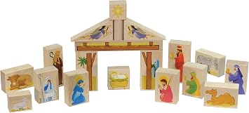 Maple Landmark Nativity Block Set White Box - Made in USA