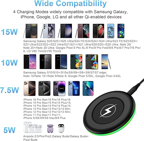 Miniatura 4 de Samsung S25 Edge - Cargador inalámbrico para Galaxy S25 Ultra S25+ S25 S24FE S24 S23 Z FoldFlip 6, estación de carga rápida de teléfono Android de