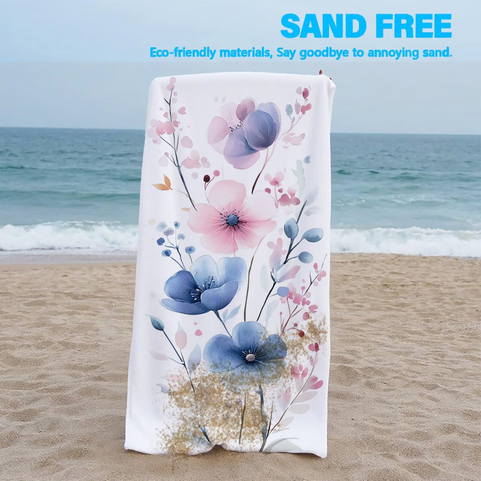 Ręcznik plażowy białe ręczniki plażowe dla dorosłych 220 x 100 cm kwiat ręcznik z mikrofibry ręcznik kąpielowy bez piasku, chłonny szybkoschnący lekkie akcesoria plażowe do pływania, jogi, biwakowania