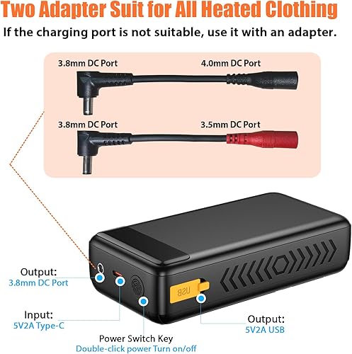Miniatura 3 de Batería de 7.4V 5V 25000mah para Veats Calefaccionados, Chaquetas para ORORO, Venustas, Batería recargable para chalecos de calefacción, chaquetas,