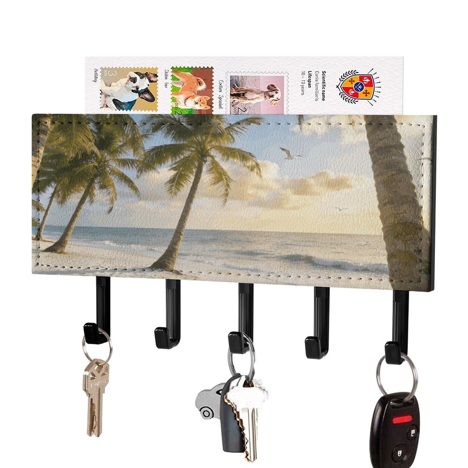 Soporte para llaves de playa sin taladro que organiza tu correo y despeja el pasillo