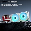 daWg L240AIO, 240Mm AIO Cooler, 3.4" IPS Detachable Type C Screen, Support Sockets - LGA 2066/ 115X/ 1200/1700/ 1851 & AM4/AM5, 2500 RPM Pump, ARGB Sync, PWM Fans, Braided Tubing (White),Desktop gallery image