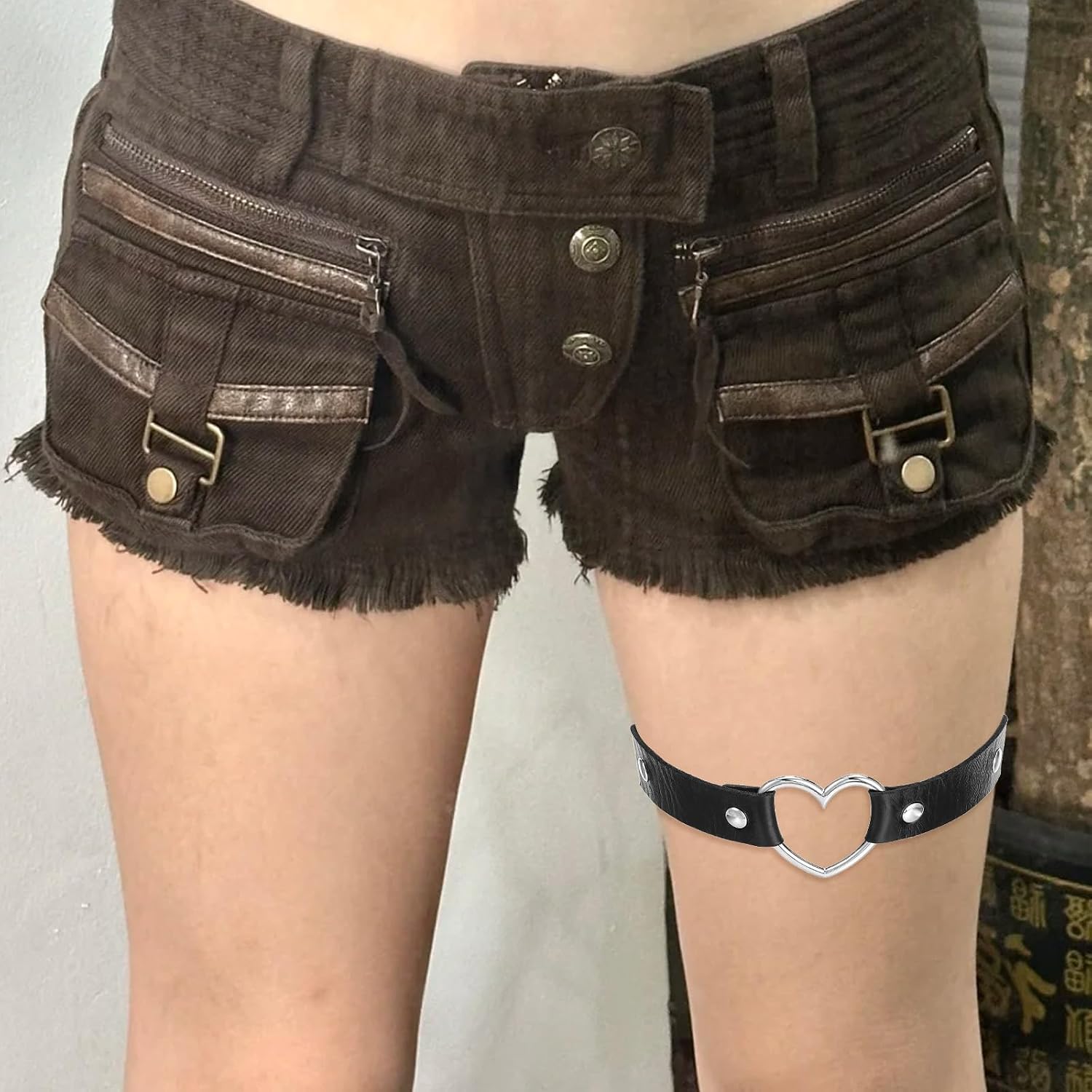2 Pcs Adjustable Heart Leg Garter Belt Elastic Thigh Garters Heart O Ring Leg Thigh Elastic Garter Belt for Women