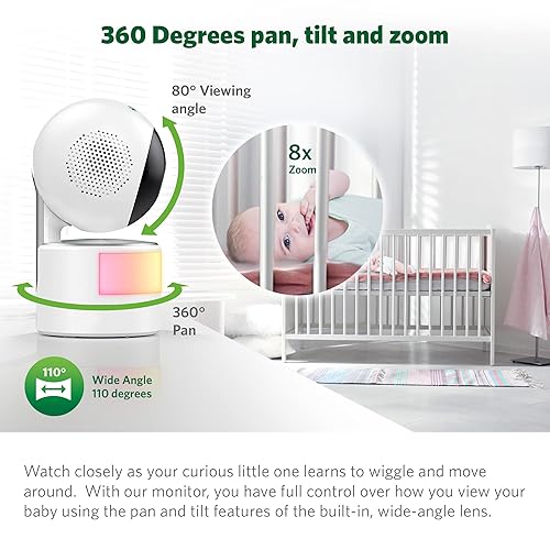 Miniatura 2 de LeapFrog LF915-2HD Video Baby Monitor con 2 cámaras pantalla LCD HD de 5 pulgadas panorámica e inclinación de 360 con cámaras de zoom 8X visión