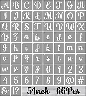 BAMIDELE 5 Inch Alphabet Letter Stencils for Painting, 66 Pcs Reusable Plastic Calligraphy Letter Stencils and Numbers Template Kit for Painting on Wood, Chalkboard, Fabric, Door Porch, Wall Art