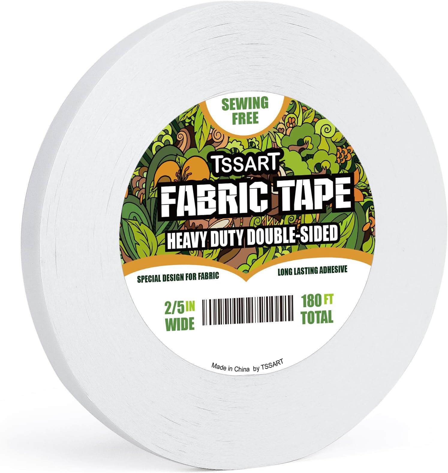 TSSART Heavy Duty Fabric Tape - Sticky Double-Sided Tape Strong Adhesive Cloth Leather Tape Press-on Tape, Alterations and Hemming Tape - 180FT Long, 1/2inch (HDFT002-40)