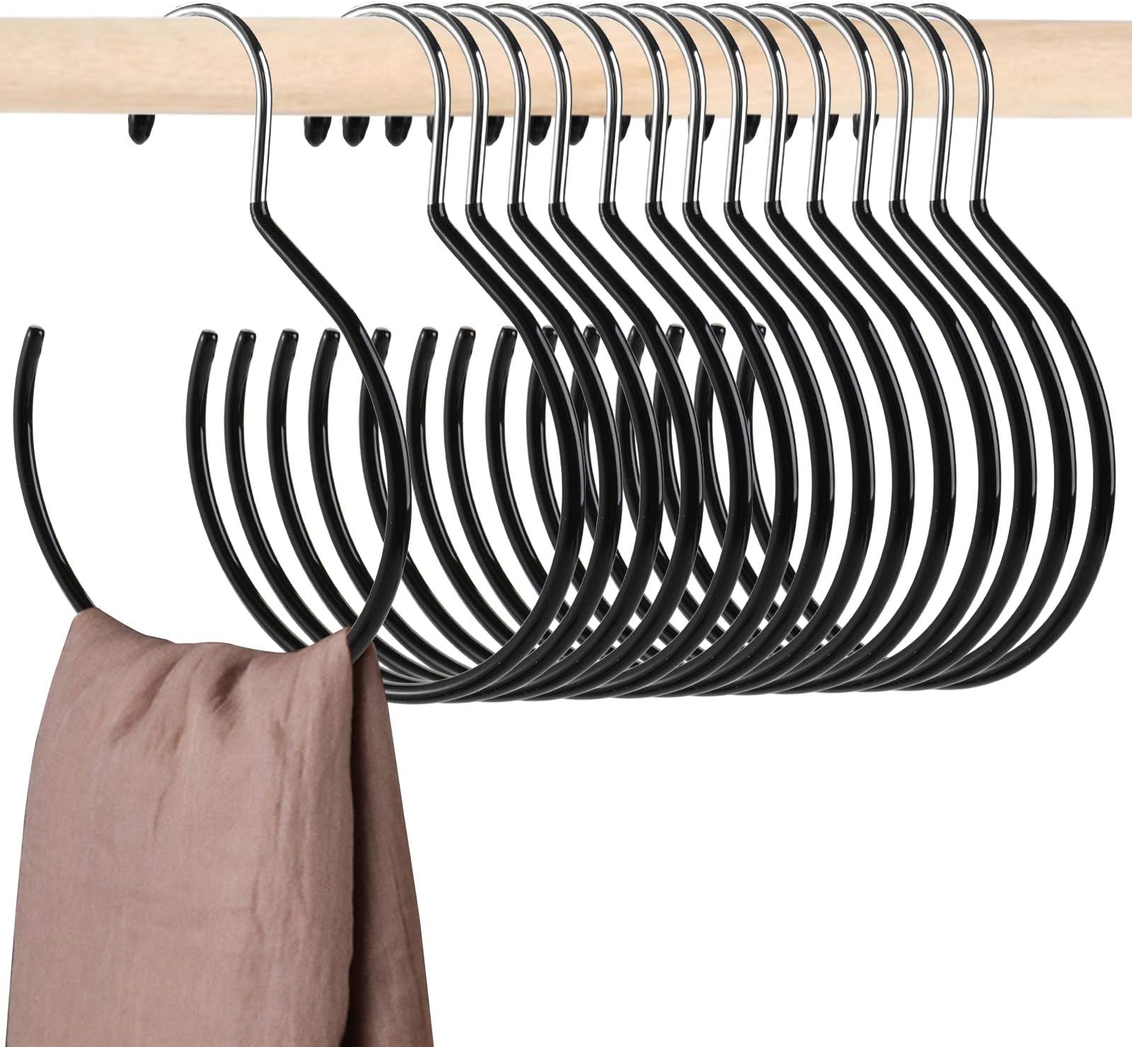 15 Pack Scarf Ring Hangers, Non-Snag Belt Hanger for Closet, Non-Slip Closet Organizer Accessory Holders for Ties Scarves Belts Tank Tops Pashminas, Black