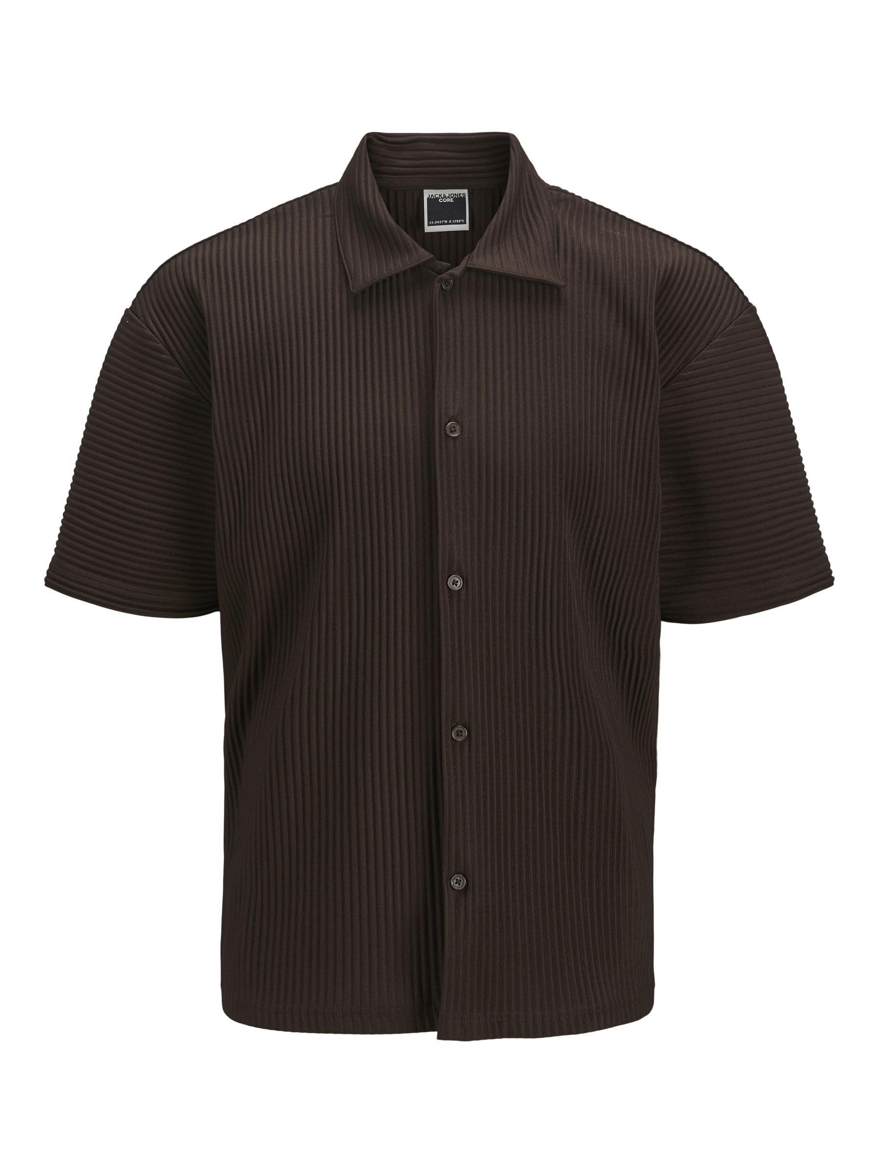 JACK & JONES Jcointerlude Plisse Shirt Ss, Chocolate Cake, L