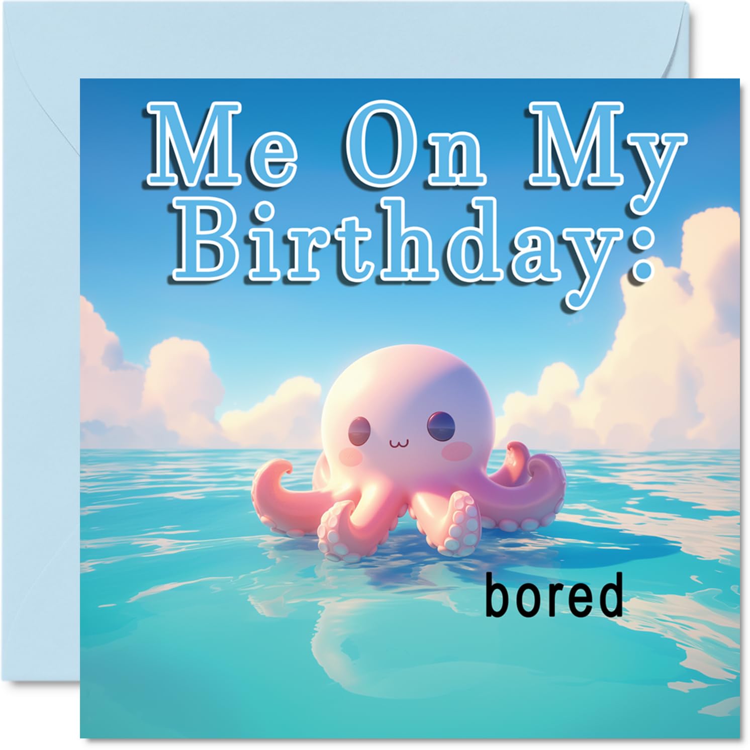 Ocean Boredom Birthday Cards - Octopus - Happy Birthday Card for Son Daughter Brother Sister Grandson Granddaughter Niece Nephew Cousin, 145mm x 145mm Bday Greeting Cards
