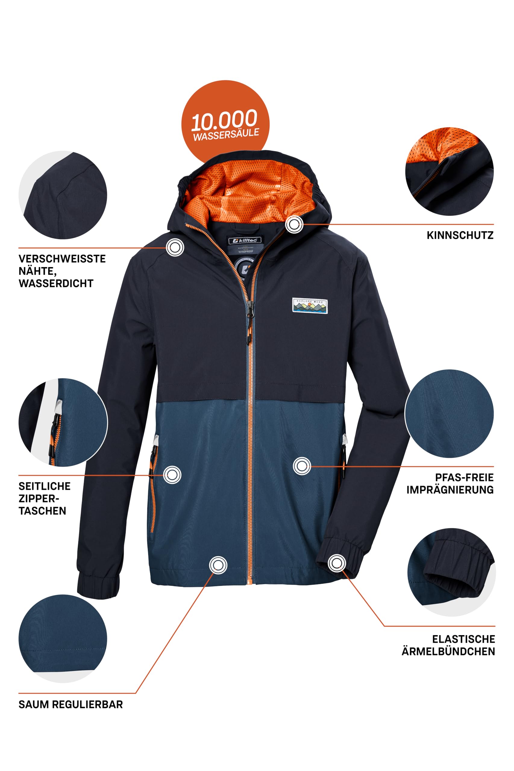 Killtec Kos 141 Bys Jckt Chaqueta funcional impermeable/chaqueta impermeable con capucha Niños (Pack de 1)