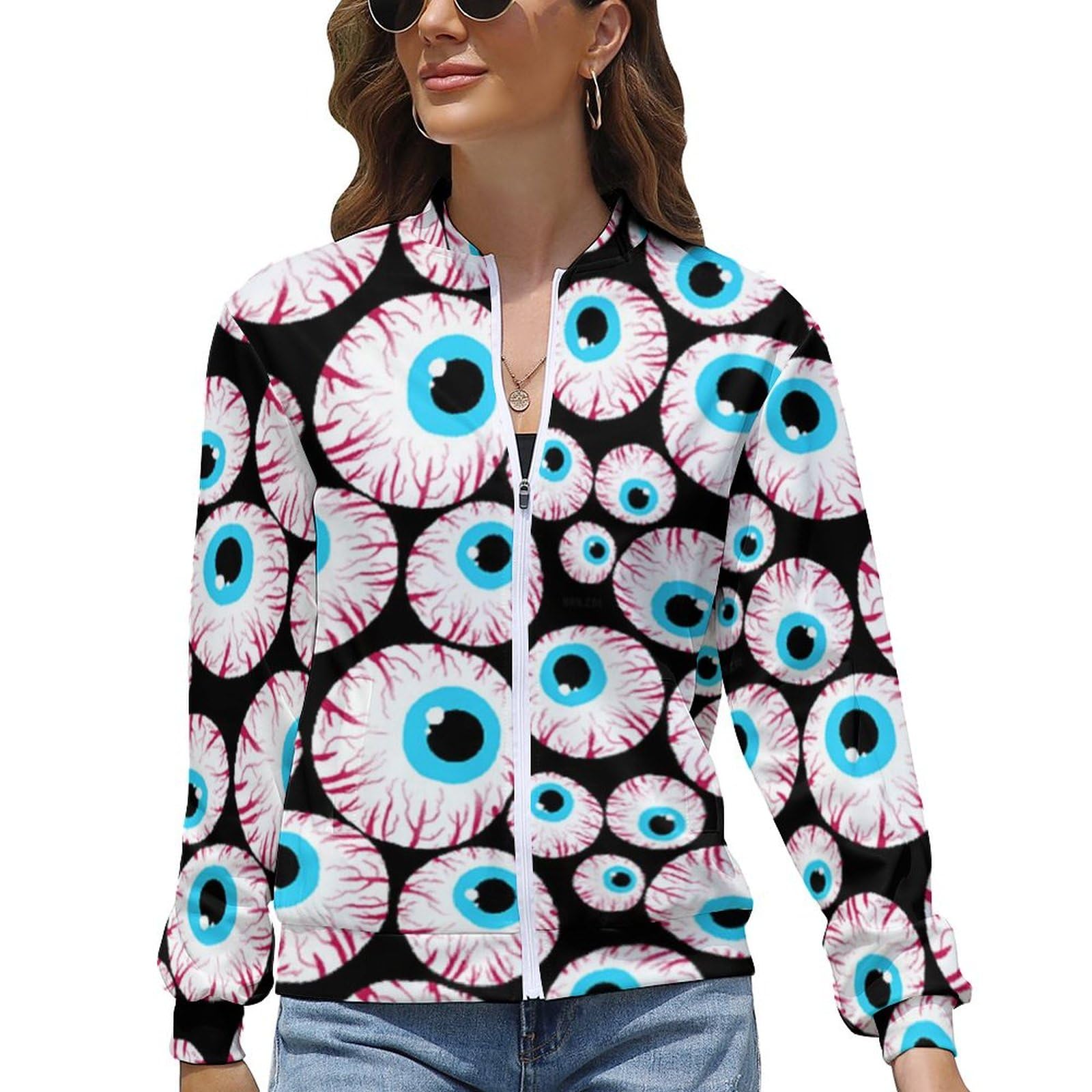 Jacket Coat Sweatshirt Zip Bomber Jacket Tops Aesthetic with Pocket for Women