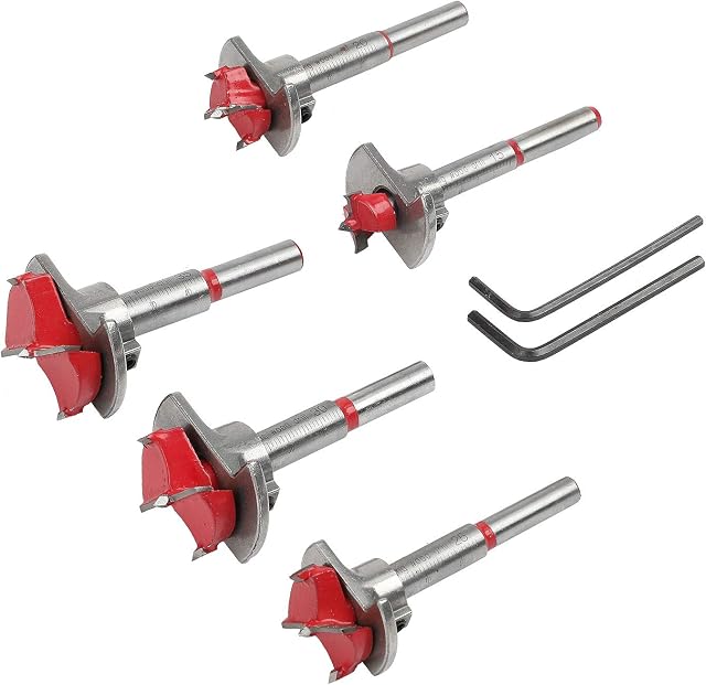 Forstner Drill Bit Tungsten Carbide Woodworking Hinge Hole Cutter with Depth Stop (15/20/25/30/35mm)