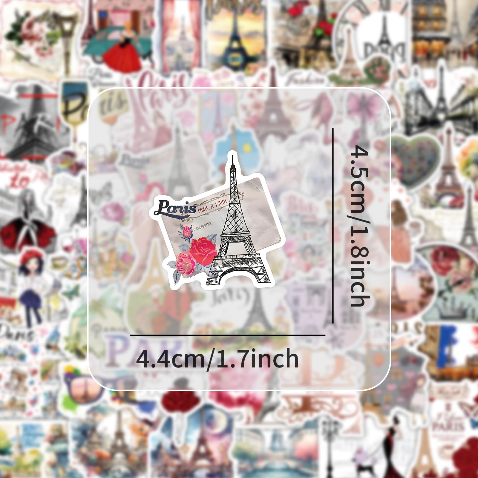 50 Pieces France Stickers for Water Bottle, Blue - Image 4