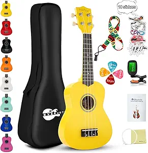 Soprano Ukulele Beginner Kit for Kids Adult Student w/Free Online Lesson 21 Inch Ukelele Gig Bag Strap String Tuner Songbook Pick Polishing Cloth, Rainbow Series Ukalalee