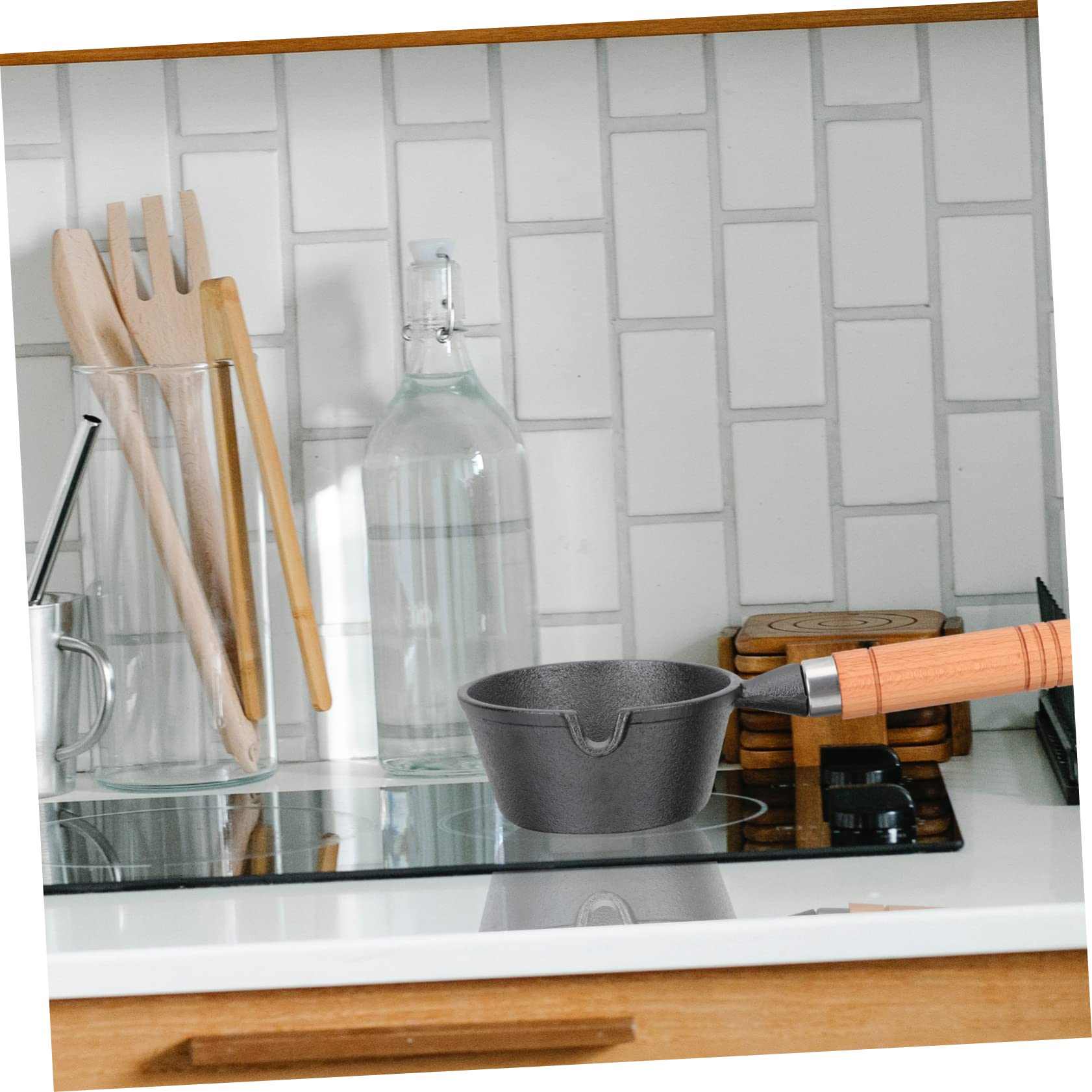 COLLBATH Kleiner Eisen Eierpfanne mit Holzgriff, Antihaft, Tragbar