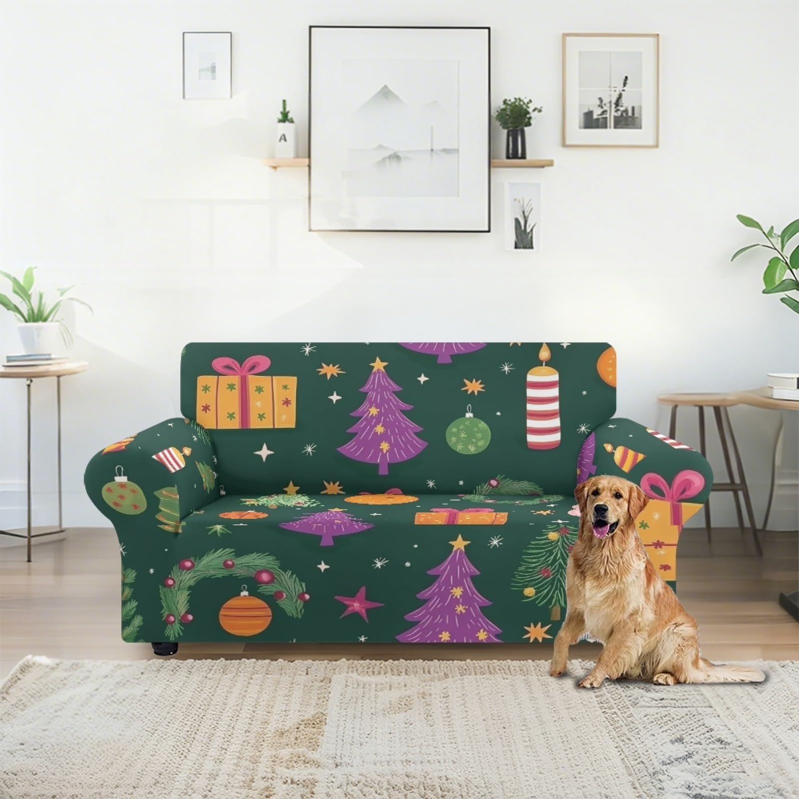 Housse Canape 2 Places Arbre Violet Housse Canapé Extensible 1 Places,avec Accoudoirs,Super Élastique Sofa Cover,Antidérapante,Antisalissure,Lavable