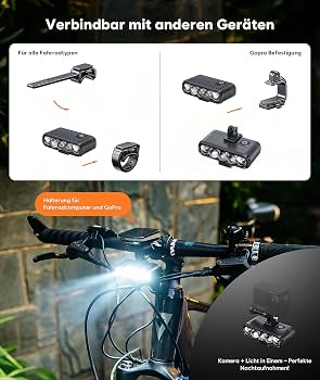Fahrradlicht Set mit StVZO Zulassung, Fahrradrücklicht Mit Bremsfernlichtfunktion, USB-C Wiederaufladbar, IP65 Wasserdicht Frontlicht & Rücklicht Set, Blendfreie Fahrradlampe für Fahrrad MTB Ebike Sport & Freizeit