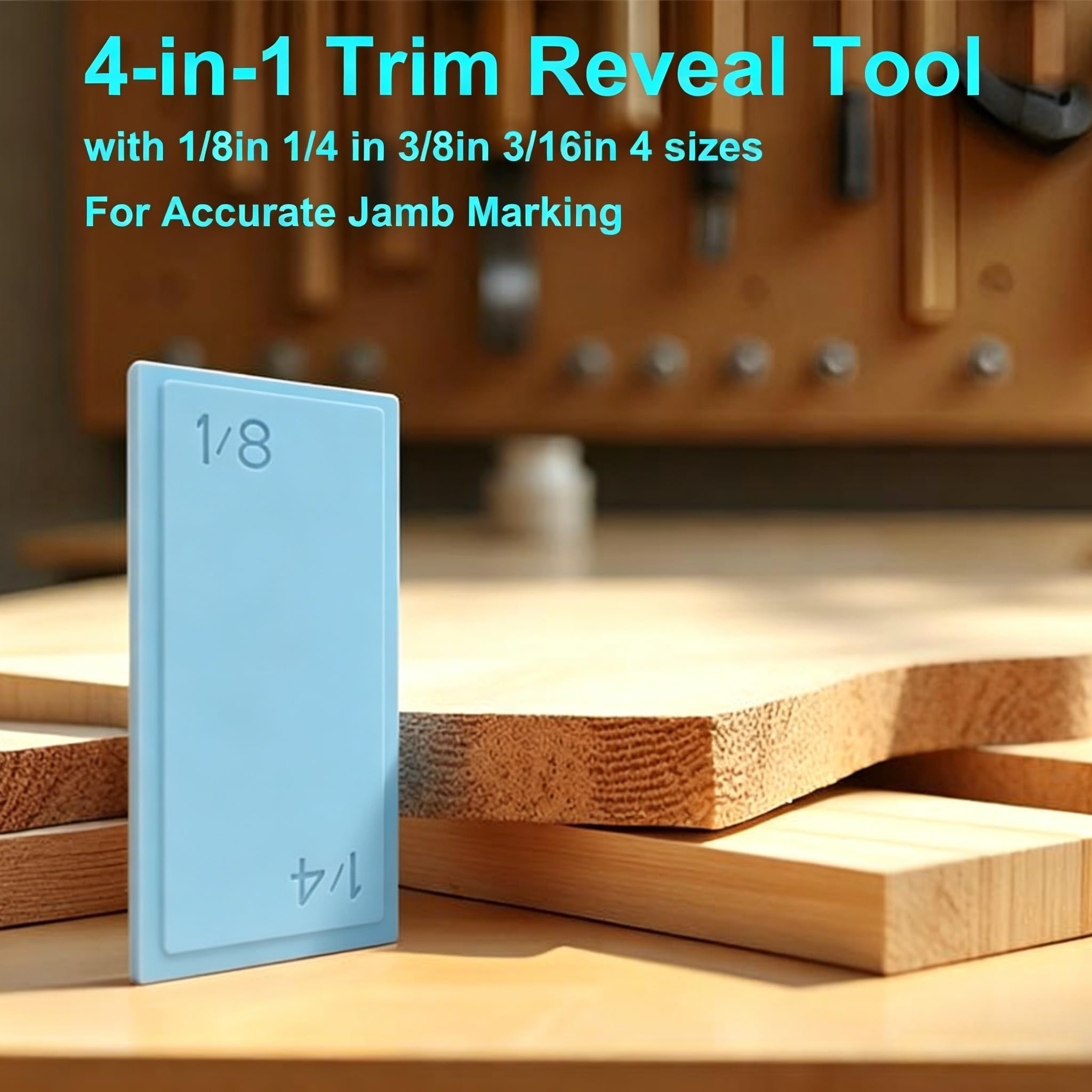 4-in-1 Trim Reveal Tool - 1/8", 3/16", 1/4", 3/8" Carpentry Tools for Marking Gauge Door Carpentry & Woodworking Accessories for Accurate Jamb Marking(LightBlue) — Amazon image 6