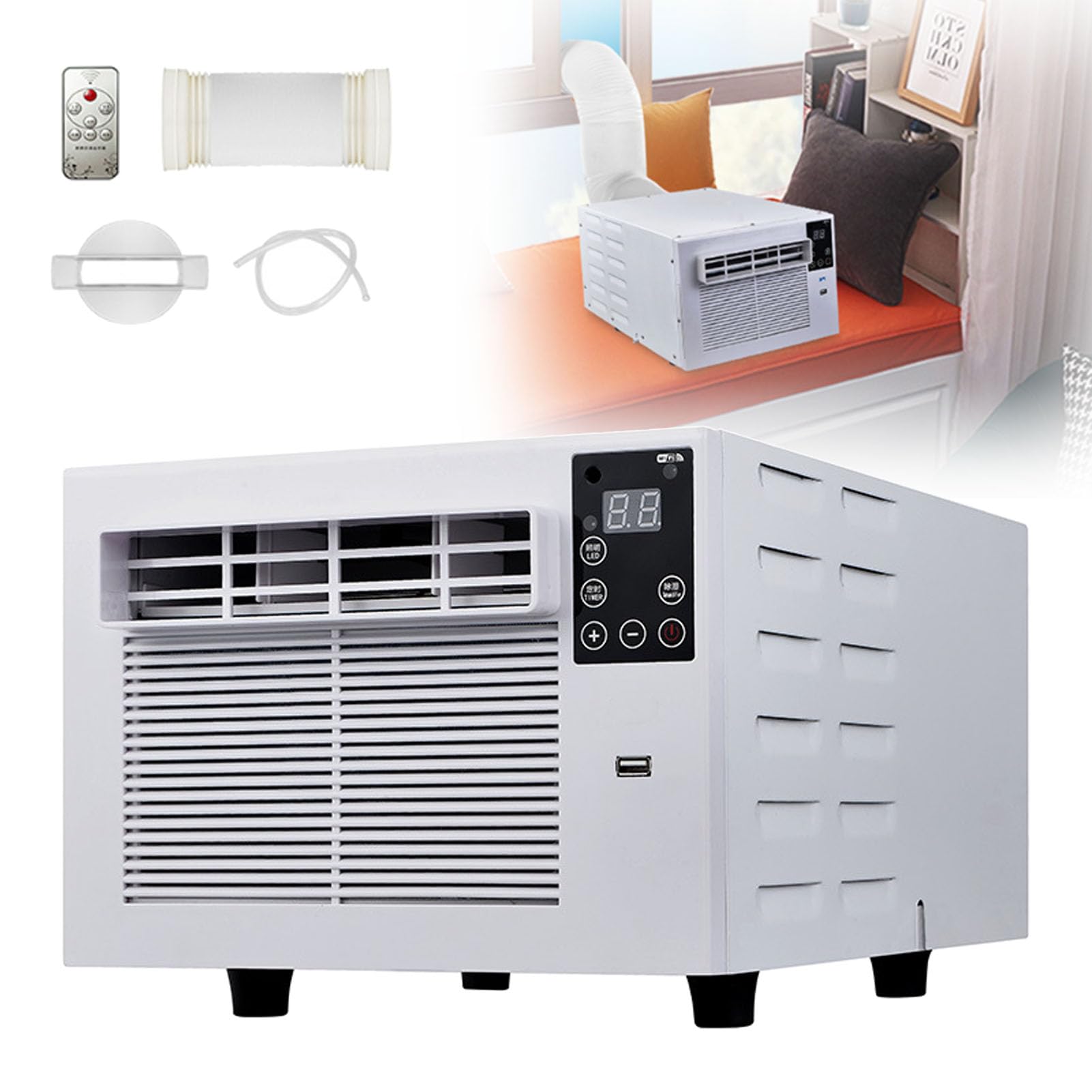Huachorial Portable Air Conditioner with USB Remote Control, Portable Air Conditioner With Fast Cooling, Intelligent Reservation Timing, Quiet, Dehumidifier, for Bedroom, Living Room, Tent, Car, RV
