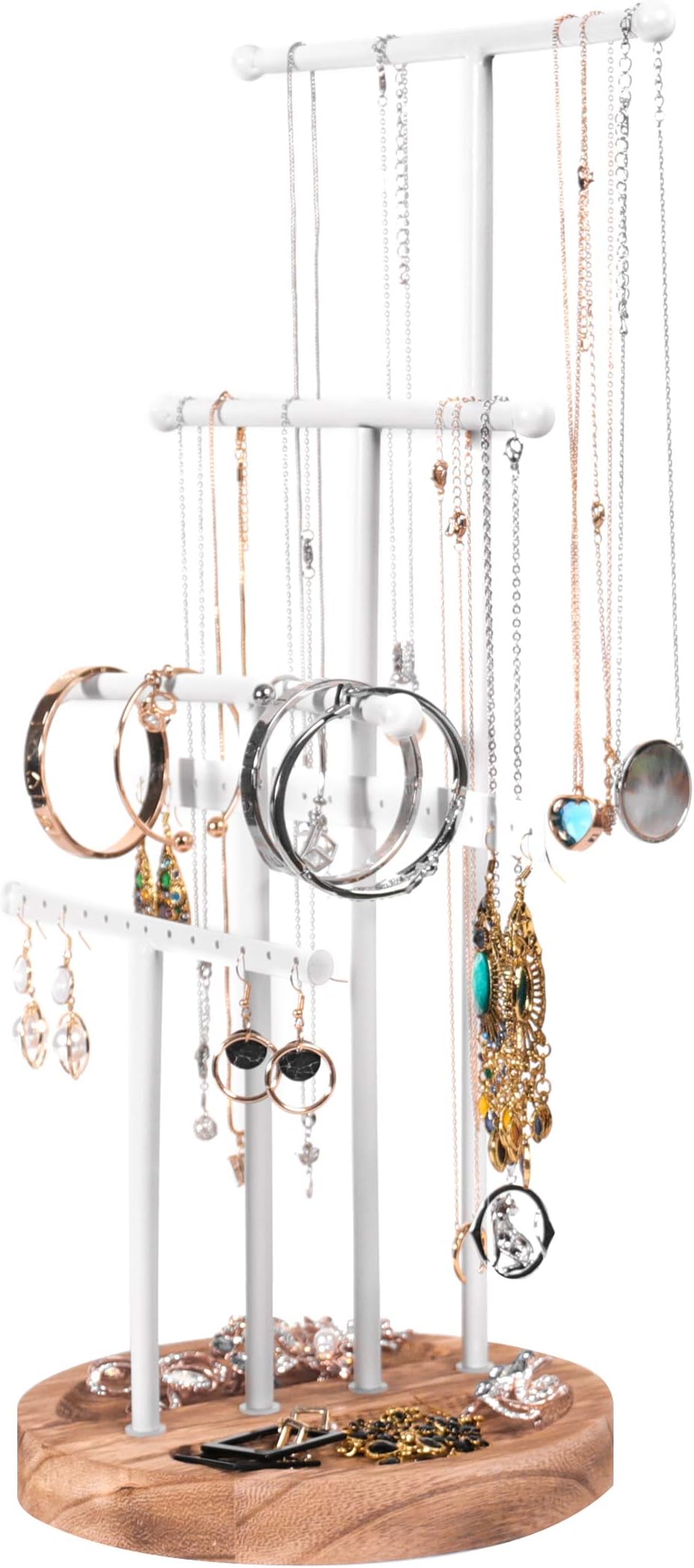 Amazon Basics Four-Tiered Jewellery Tree Stand - White/Brass : Amazon ...