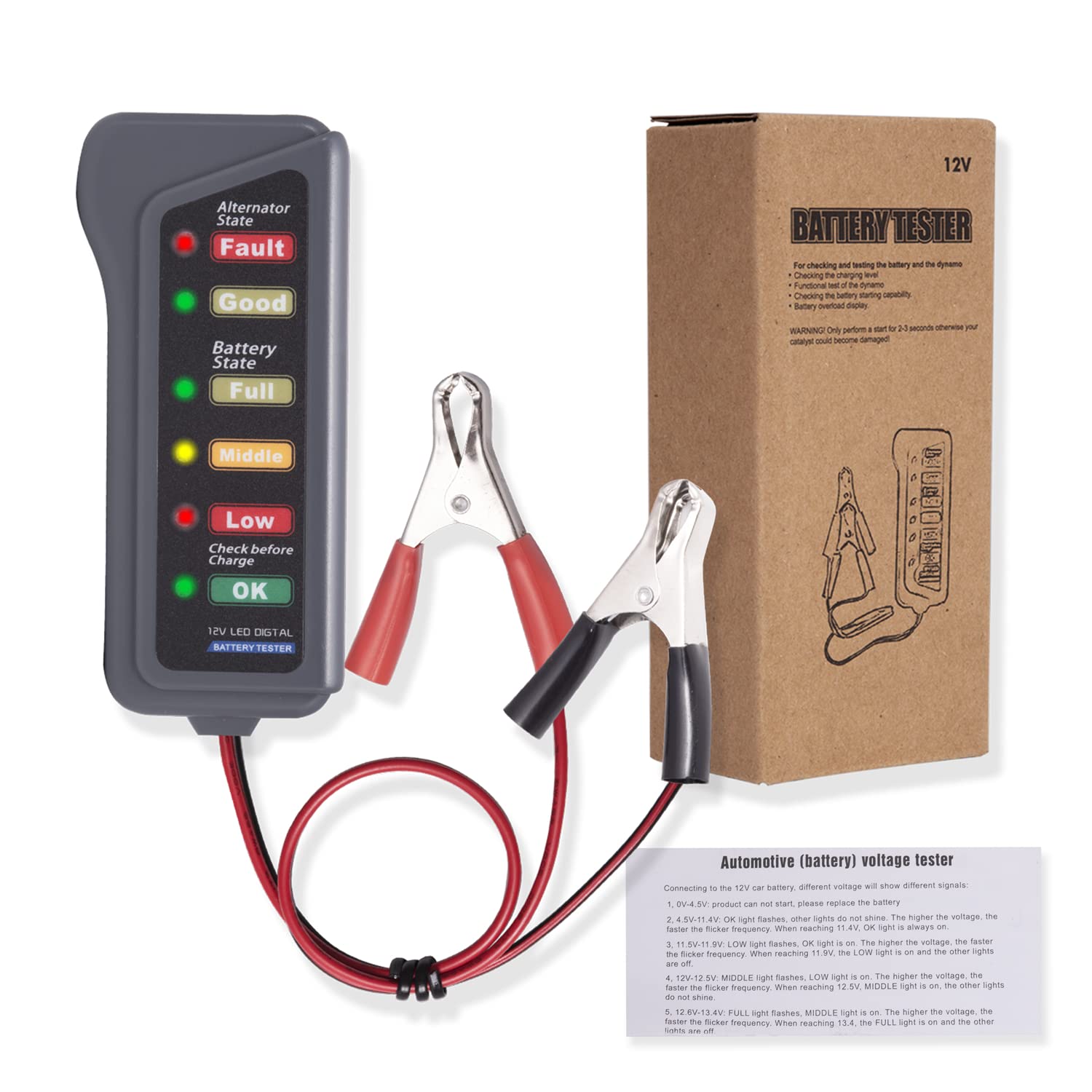 Photo 1 of CUIDYSDP Car Battery 12V Tester,Automotive Battery Alternator Tester for Car Truck Motorcycle ATV SUV Boat Yacht,Battery Condition Tester & Alternator Charging