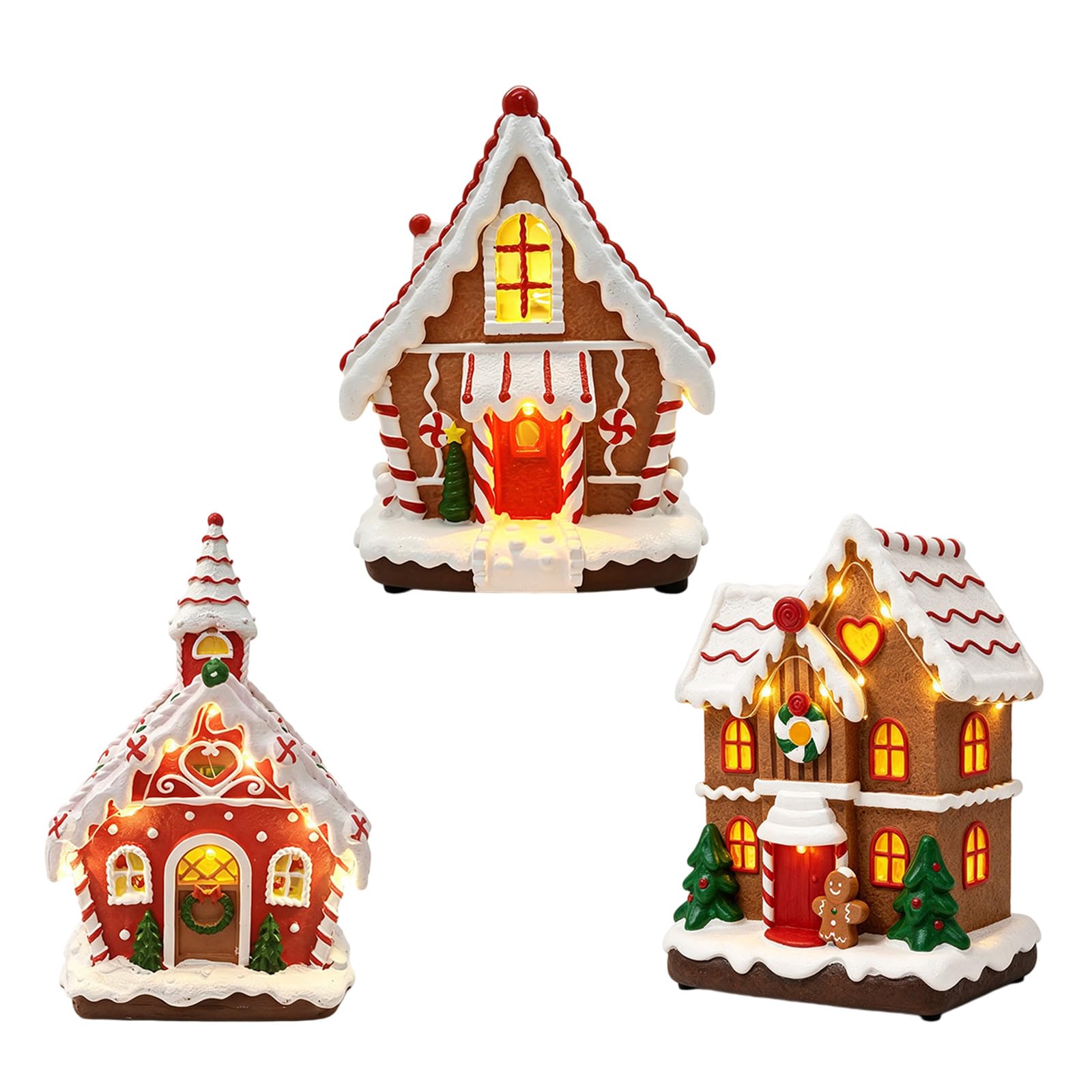 Casa de pan de jengibre musical con iluminación LED con 8 melodías alegres para decoración del hogar de temporada, adorno de Navidad, decoración musical de Navidad