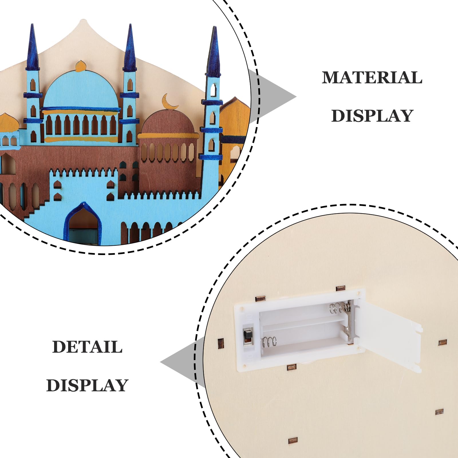 Drewniany Kalendarz Odliczający Ramadan z LED Kalendarz Eid Mubarak Ozdoba Stołu Święto Ramadan Dekoracja Przyjęcia i Domowe Spotkania Festiwalowe