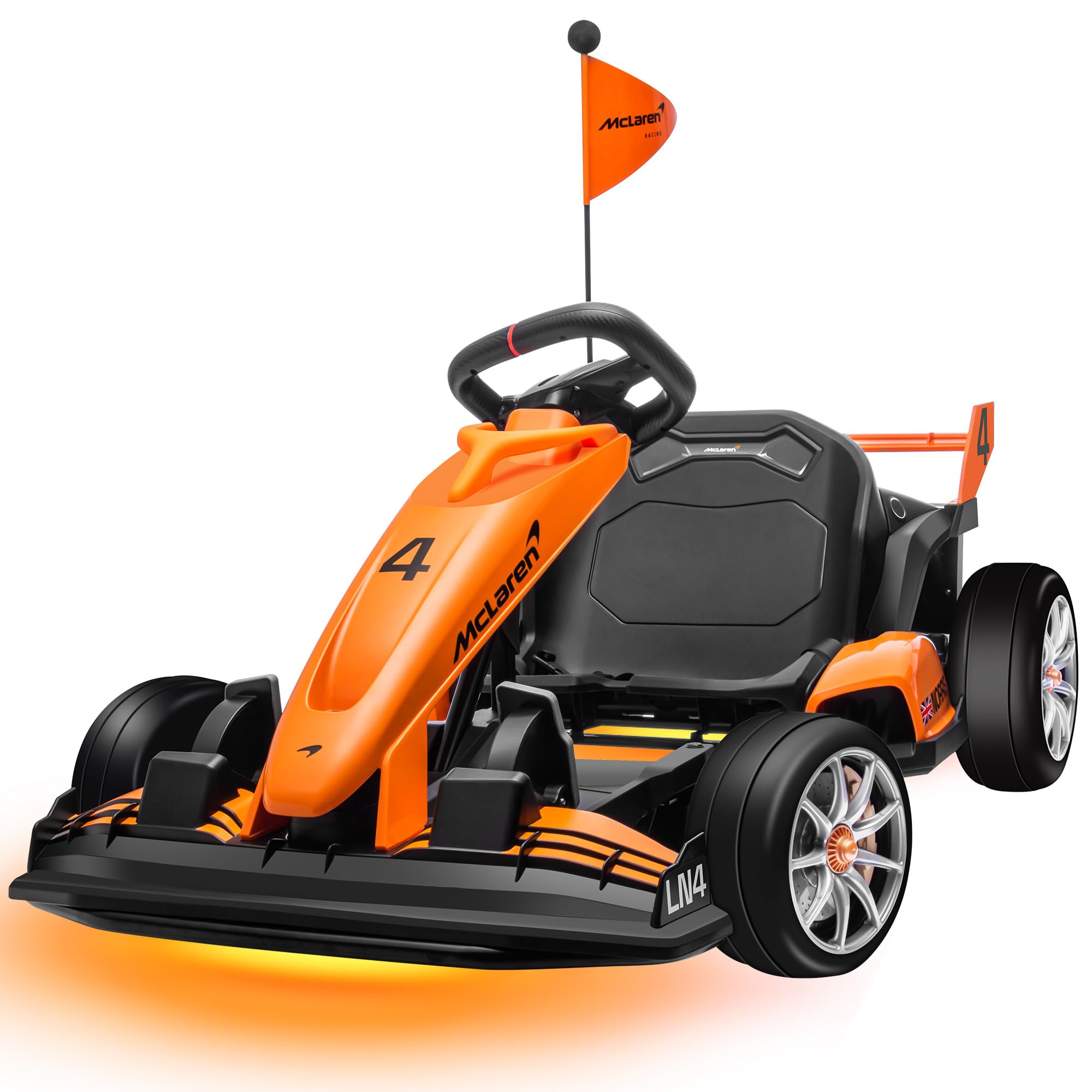 ENYOPRO 24V 7Ah Electric Go Kart for Kids, Licensed McLaren Go Cart w/3-Section Adjustable Seat, Soft Start & Brake Pedal, Electric Drift Kart w/LED Lights, 7.5 MPH, Crazy Cart for Kids 6-12 Years Old