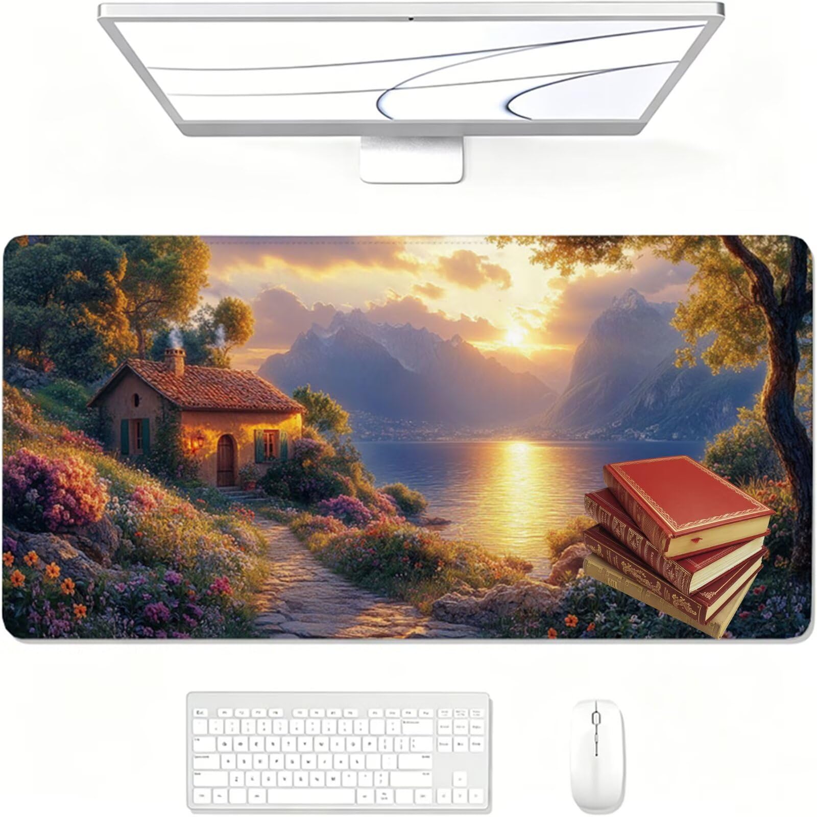 Duża podkładka pod mysz do gier 160 x 80 cm, podkładka pod mysz z przeszytymi krawędziami, zielona podkładka pod mysz z antypoślizgową gumową podstawą i wodoodporną powierzchnią, wygodna podkładka pod