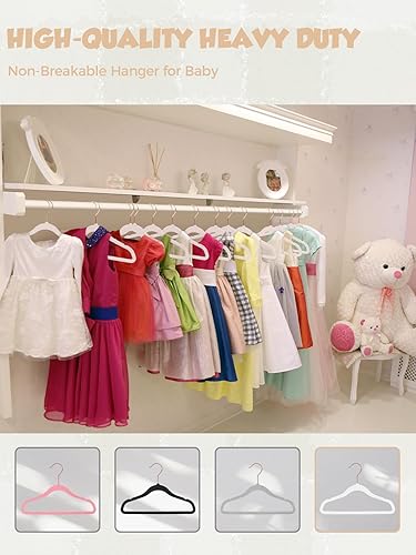 Miniatura 8 de Smartor Paquete de 50 perchas de terciopelo para bebé de alta calidad, perchas de fieltro duraderas de 11.8 pulgadas para niños pequeños, perchas de