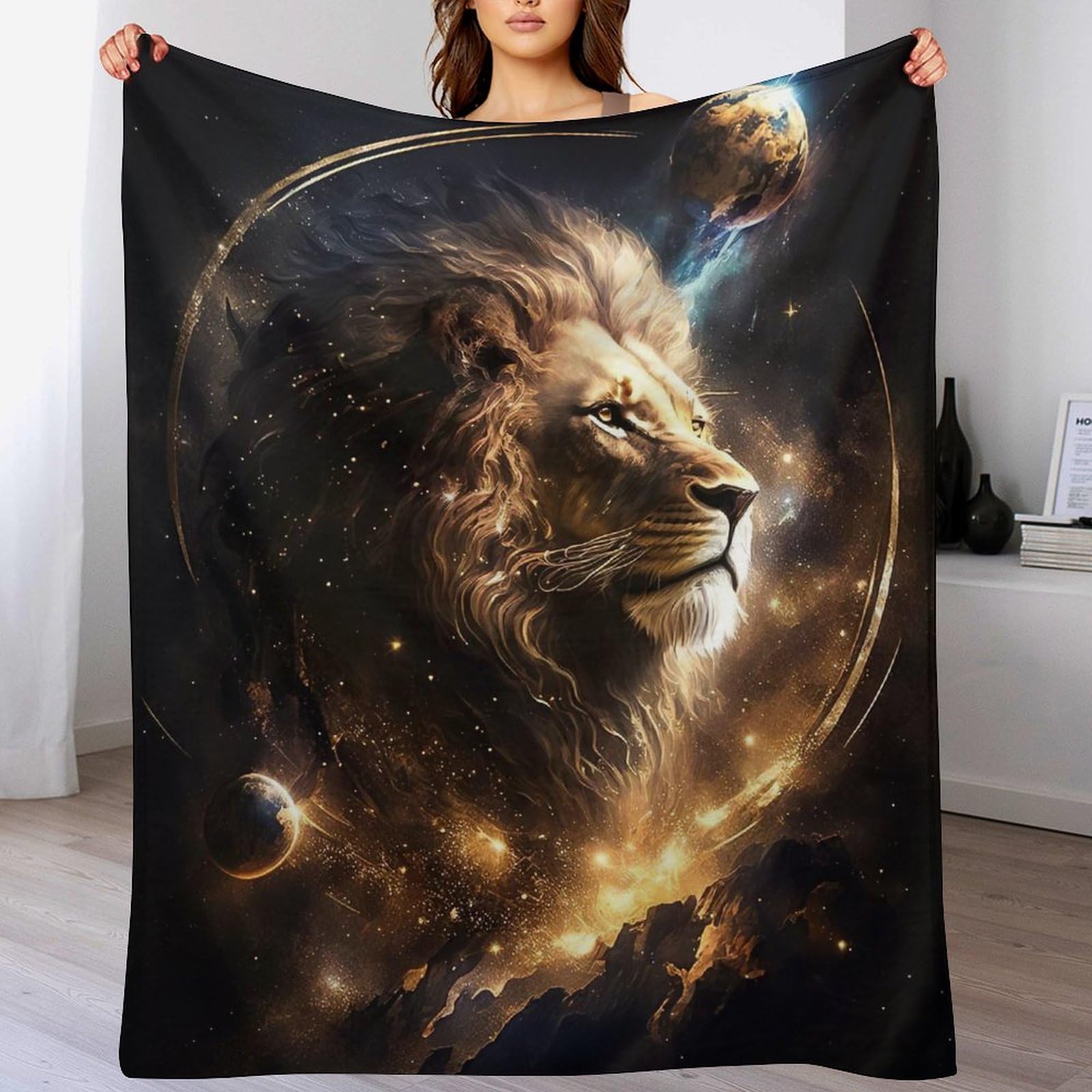 Couverture lion chaude et confortable pour vos soirées cocooning au salon