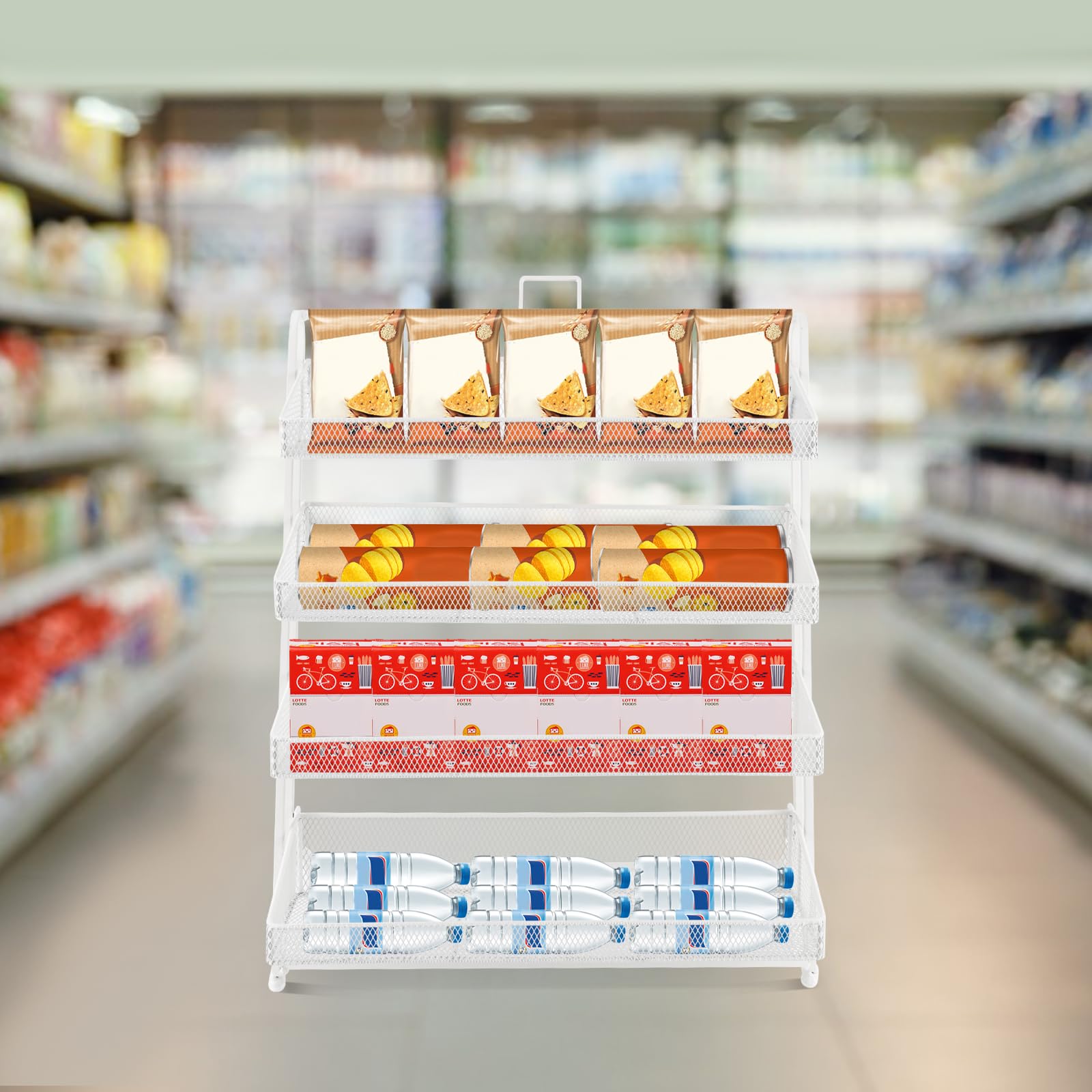 Présentoir à Bonbons en métal à 4 Niveaux, étagère de comptoir, présentoir de Marchandises, présentoir pour Home cinéma, Blanc